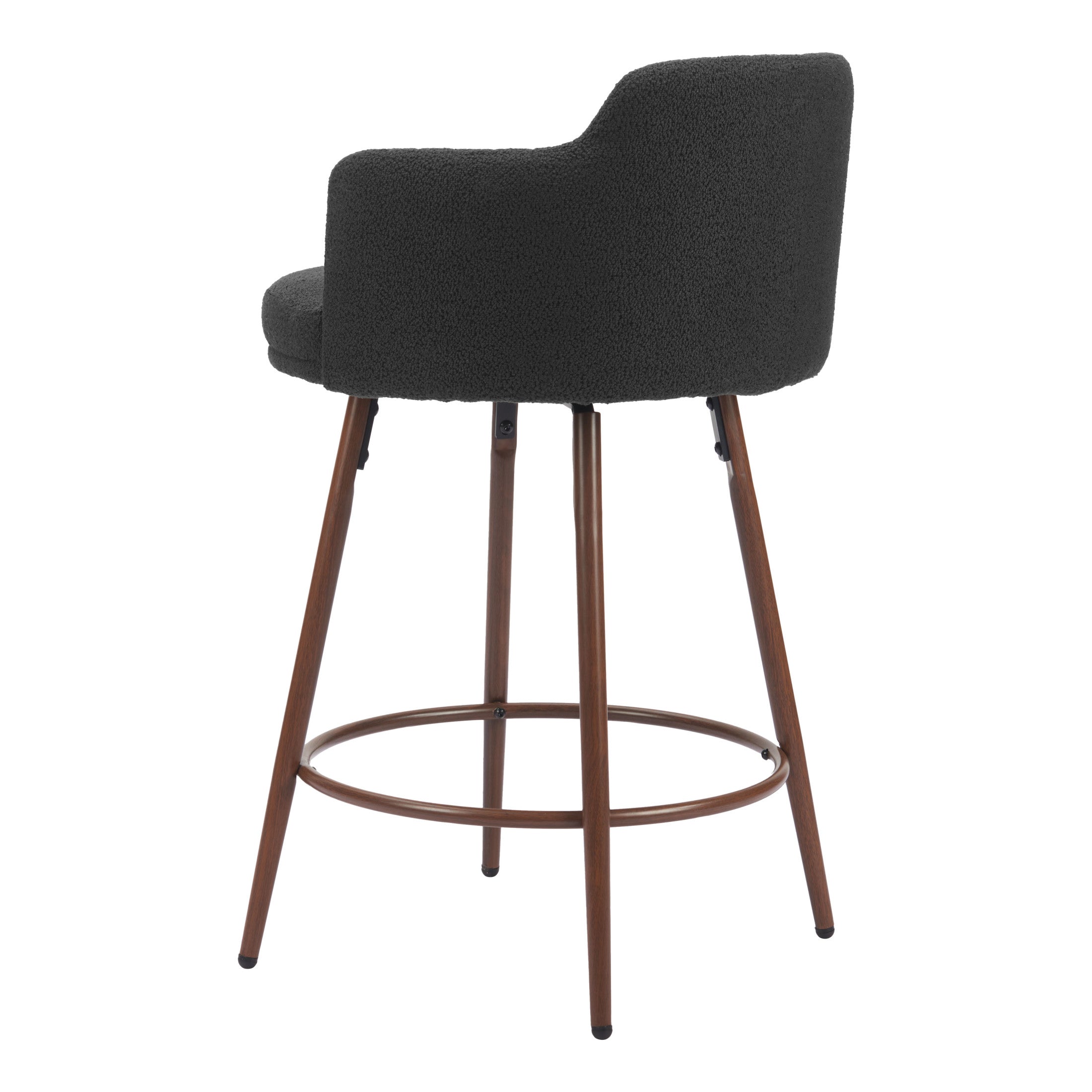 Kono Swivel Counter Stool (Set of 2) Black & Walnut