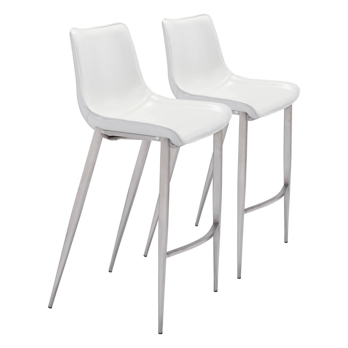 Magnus Barstool (Set of 2) White & Silver