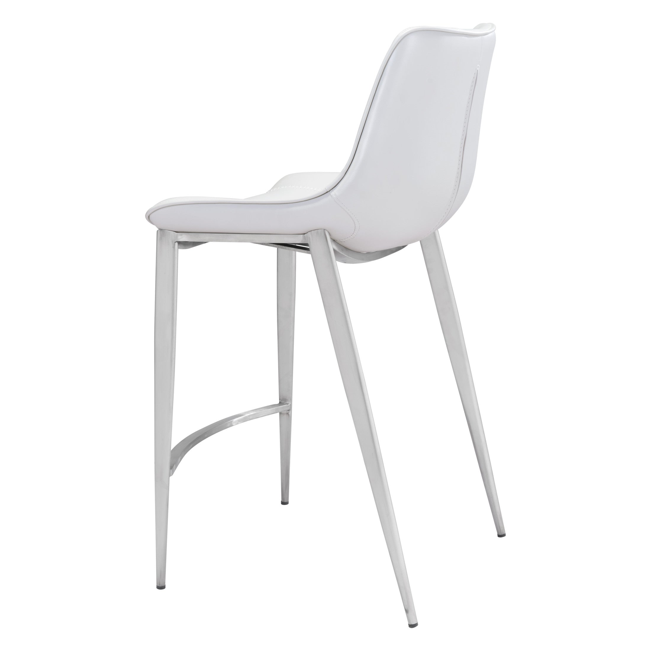Magnus Counter Stool (Set of 2) White & Silver