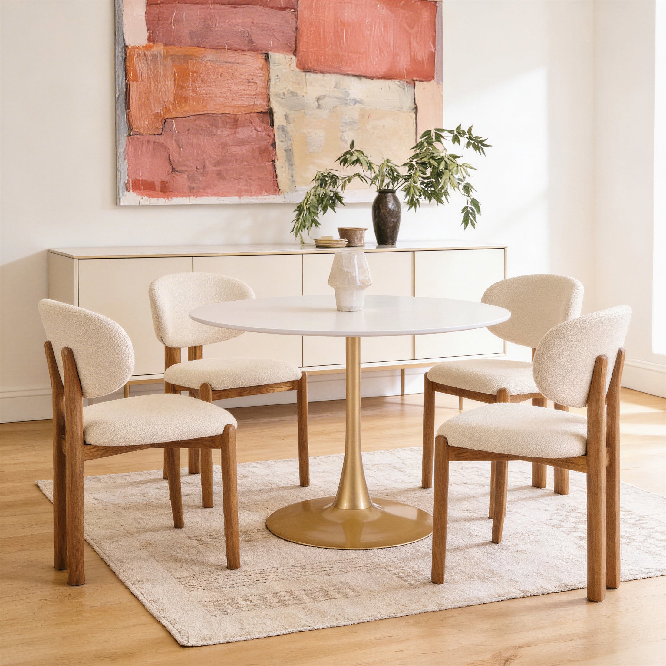 Rosetta Dining Chair (Set of 2) Beige & Walnut
