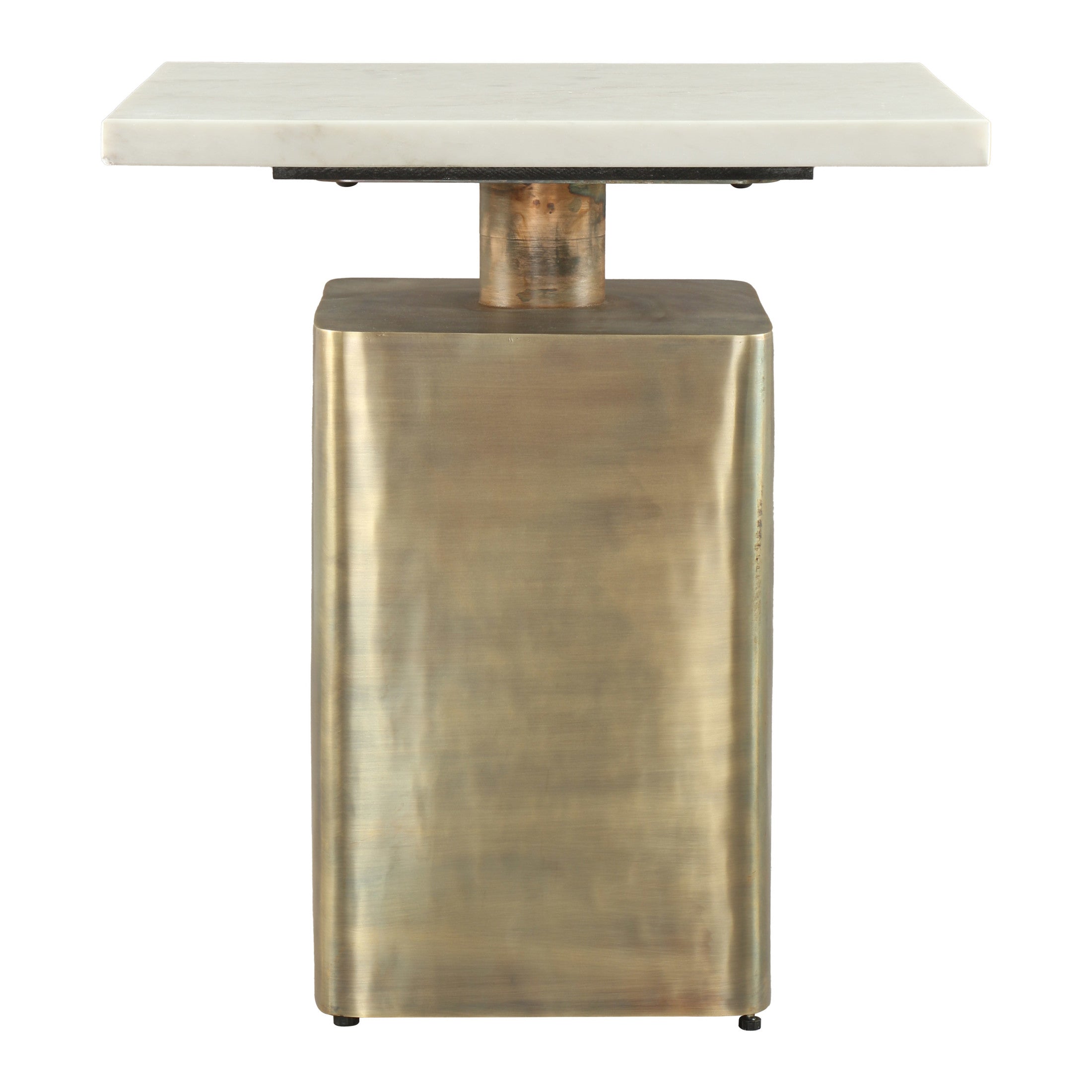Nyra Side Table White & Brass