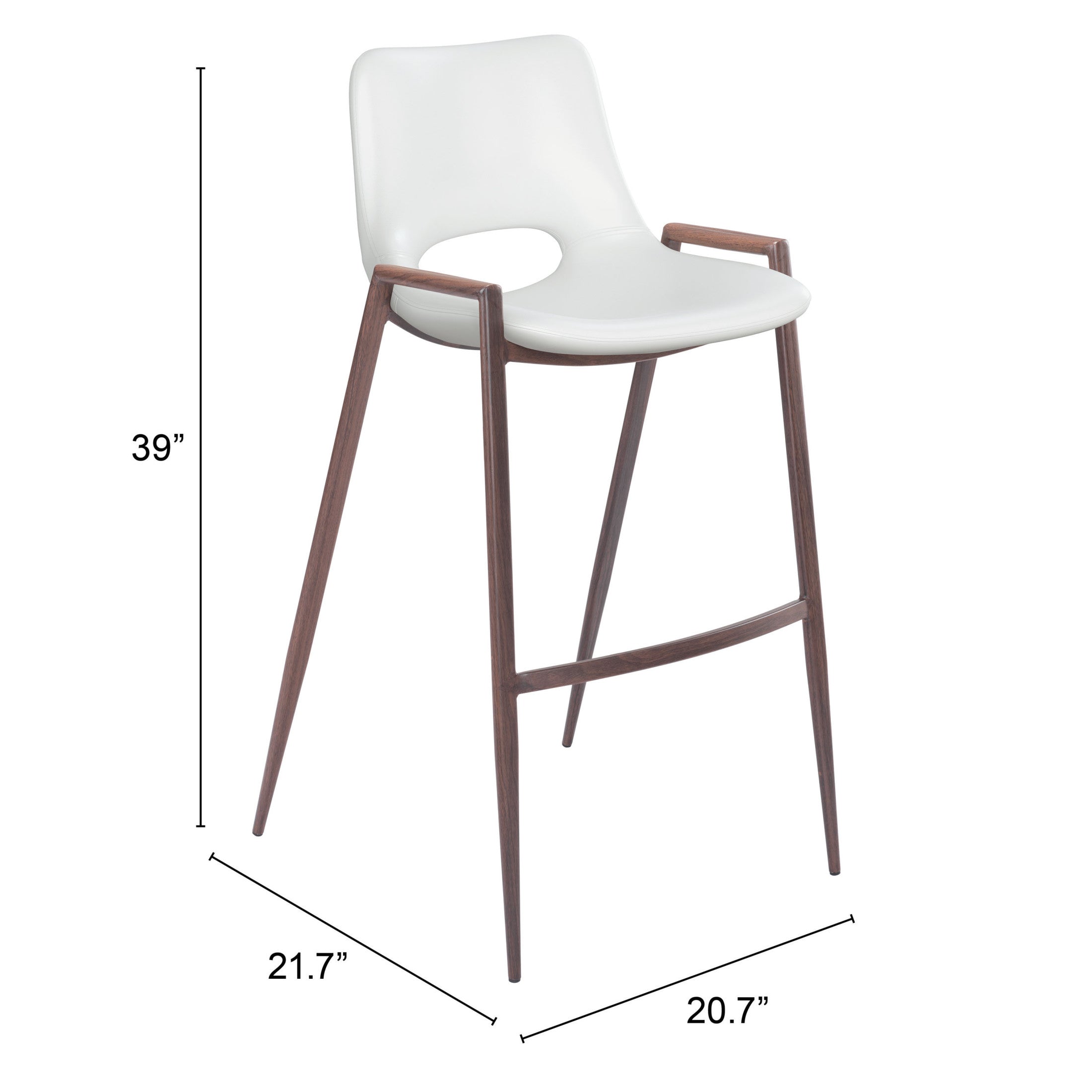 Desi Barstool (Set of 2) White & Walnut