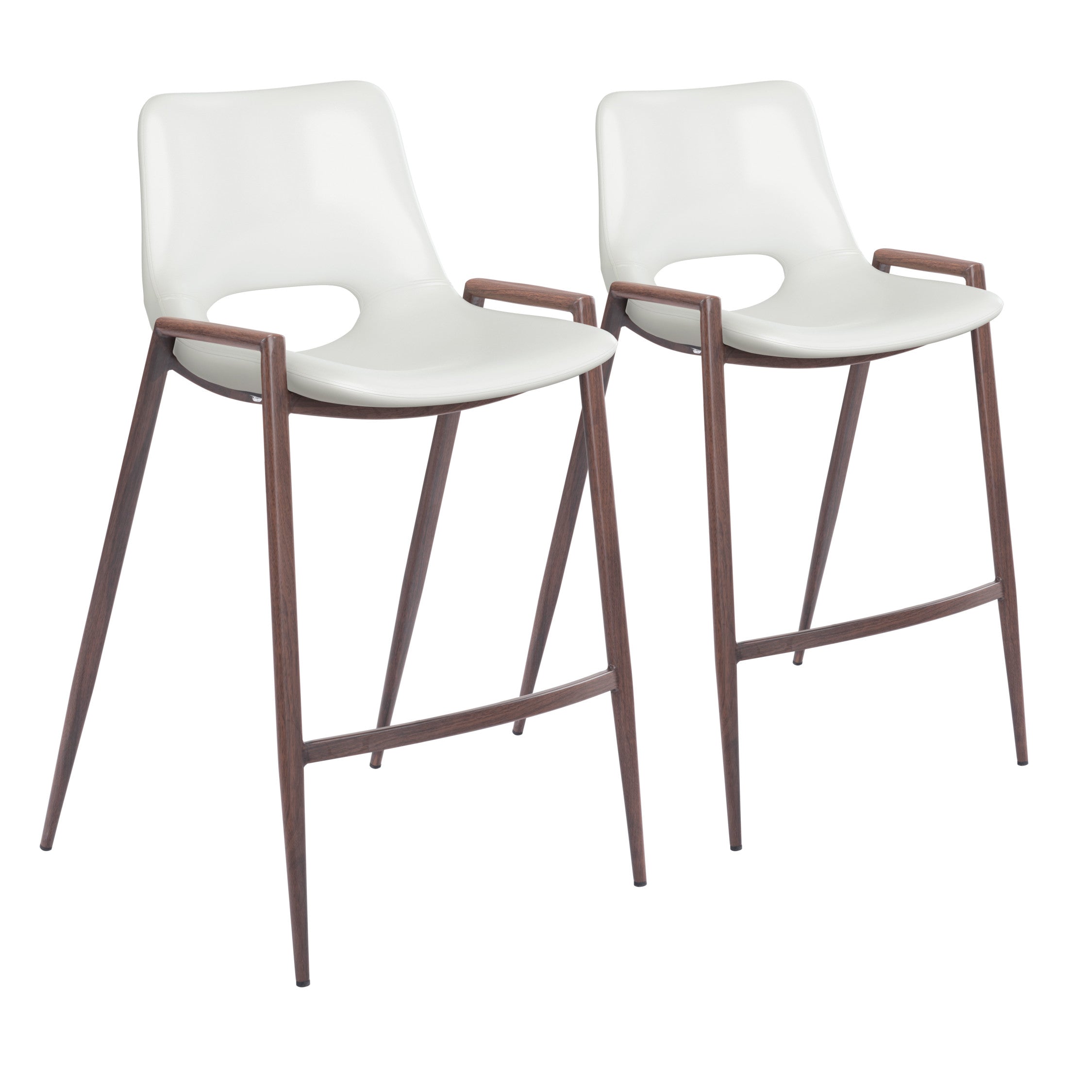 Desi Counter Stool (Set of 2) White & Walnut