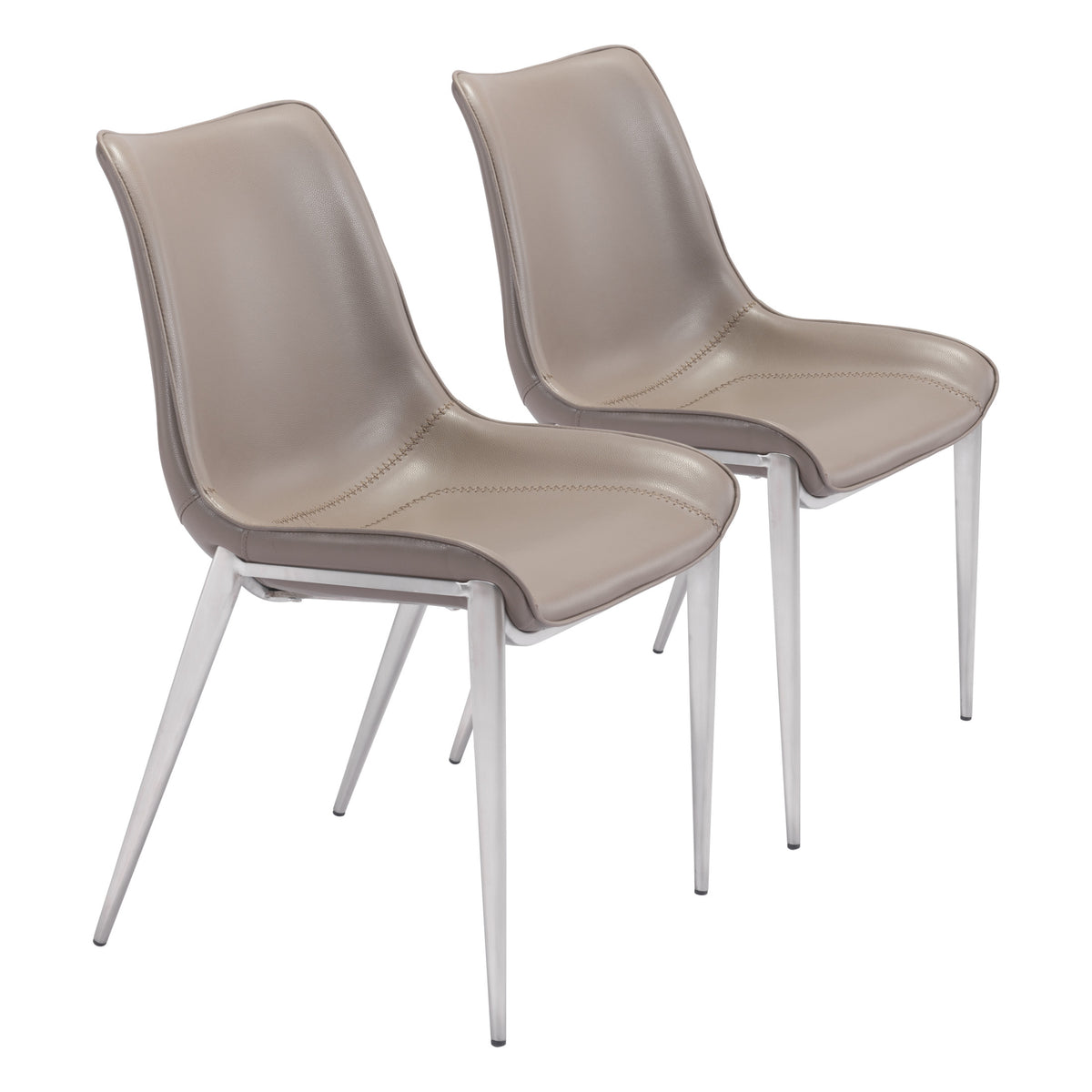 Magnus Dining Chair (Set of 2) Brown & Silver