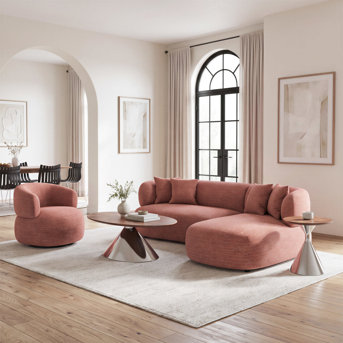 Venezia Chaise Sectional Brown