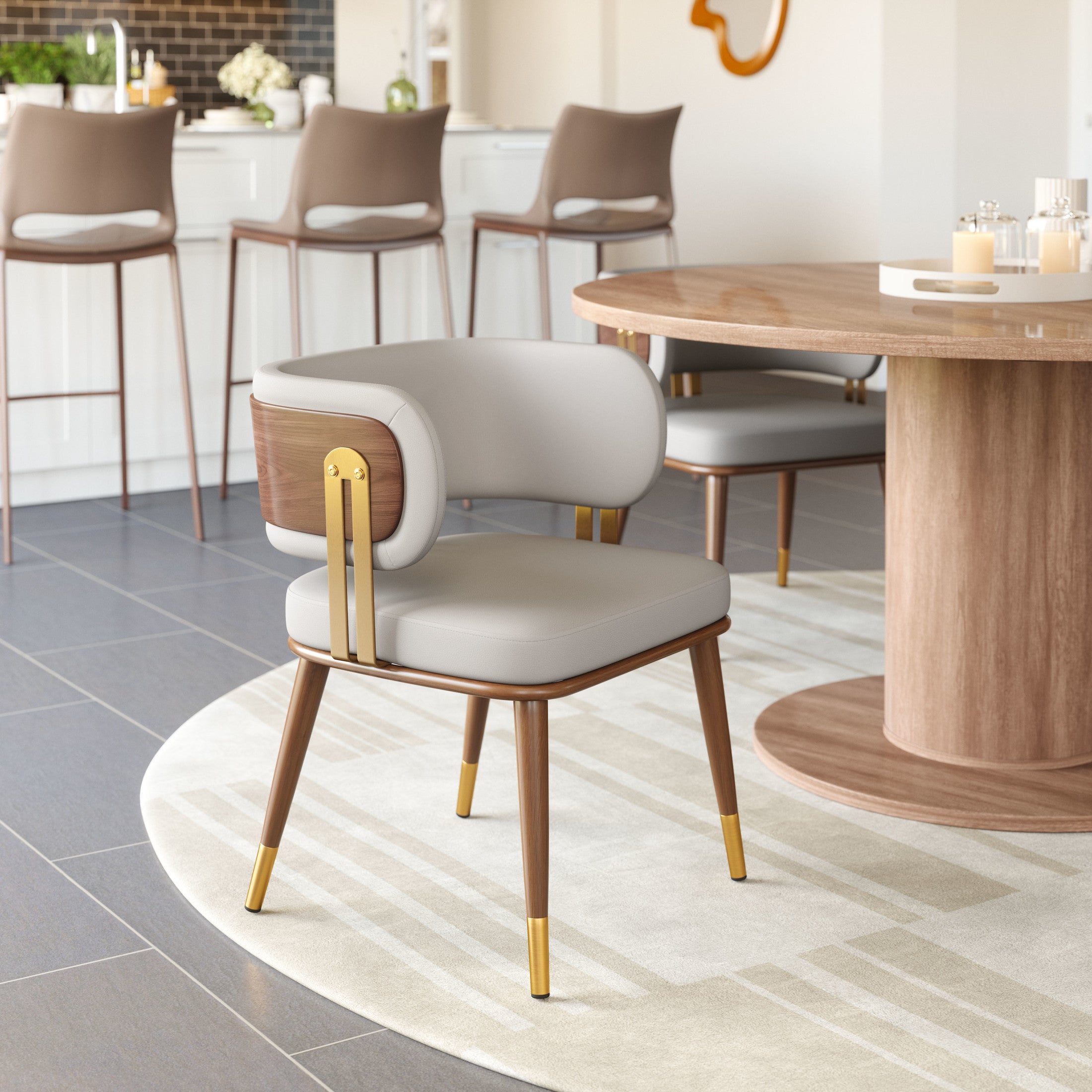 Brew Dining Chair Beige & Walnut