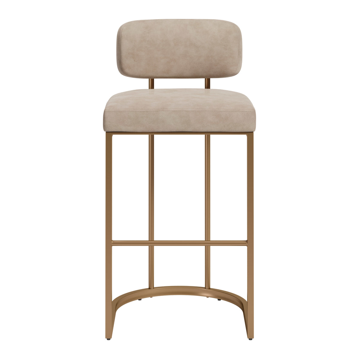 Velar Barstool (Set of 2) Beige & Bronze