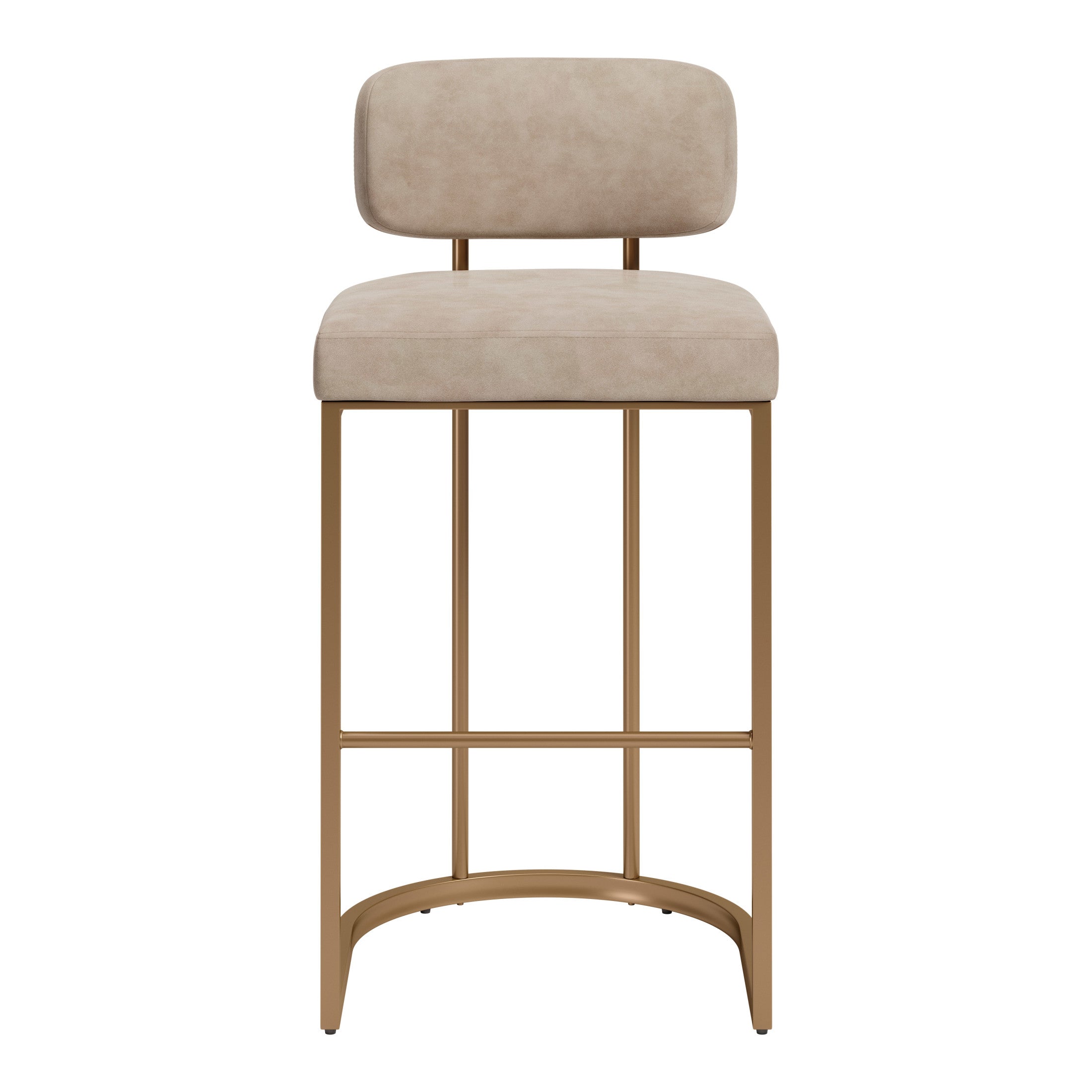 Velar Barstool (Set of 2) Beige & Bronze