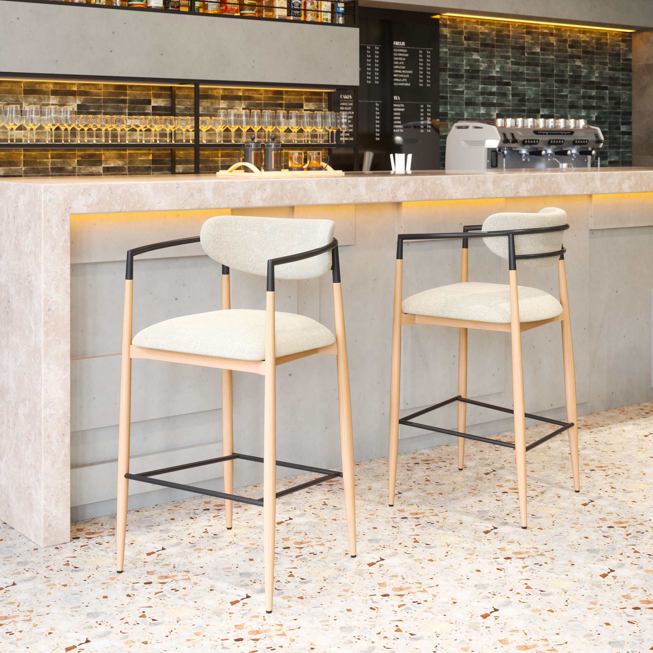 Equinox Barstool Oyster Gray & Natural