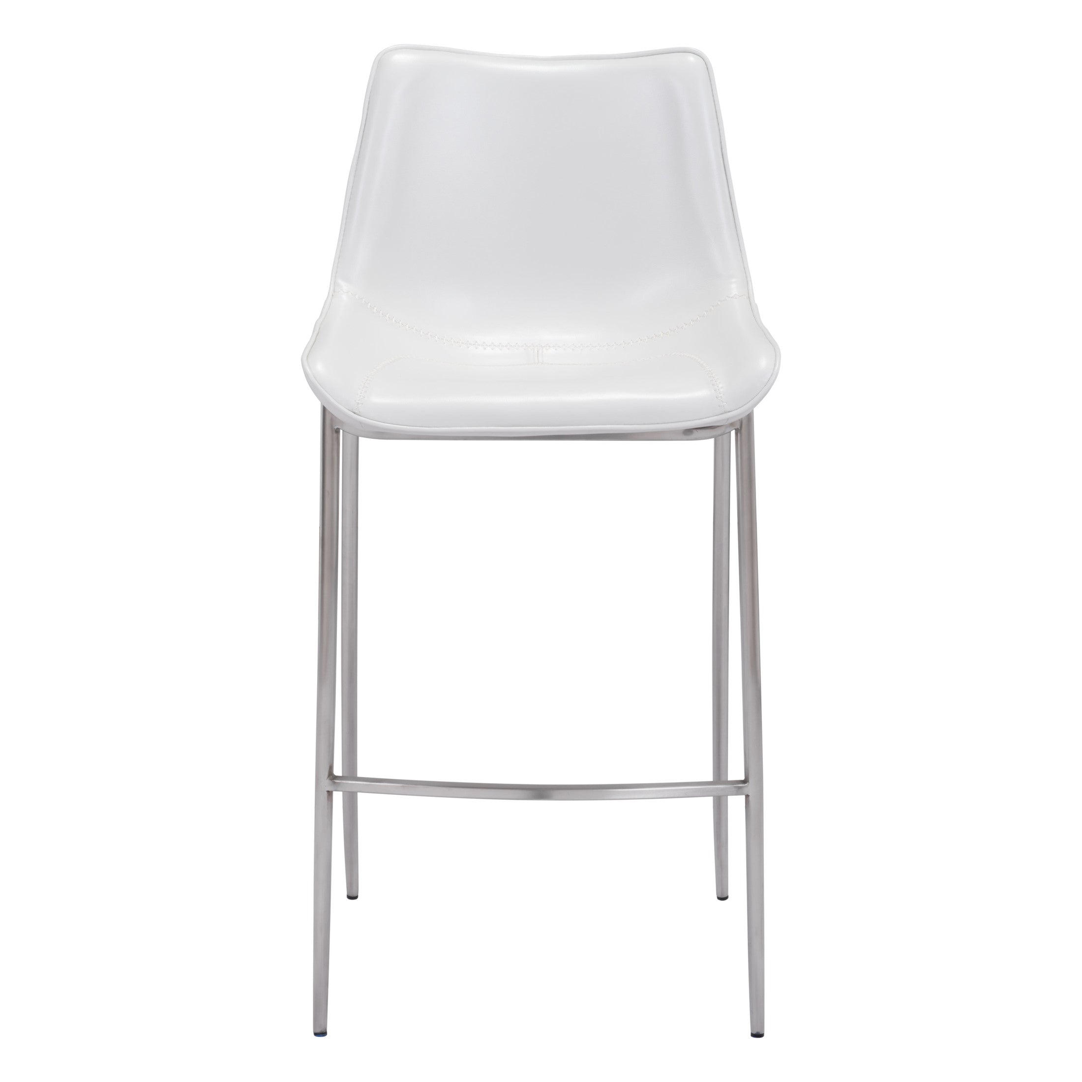 Magnus Barstool (Set of 2) White & Silver