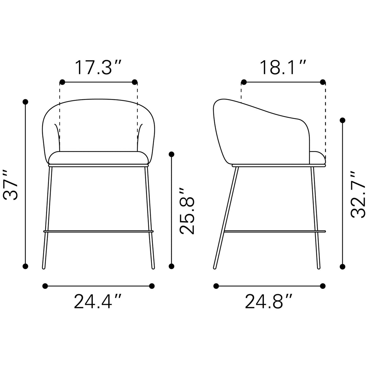 Essen Counter Stool Black & Bronze