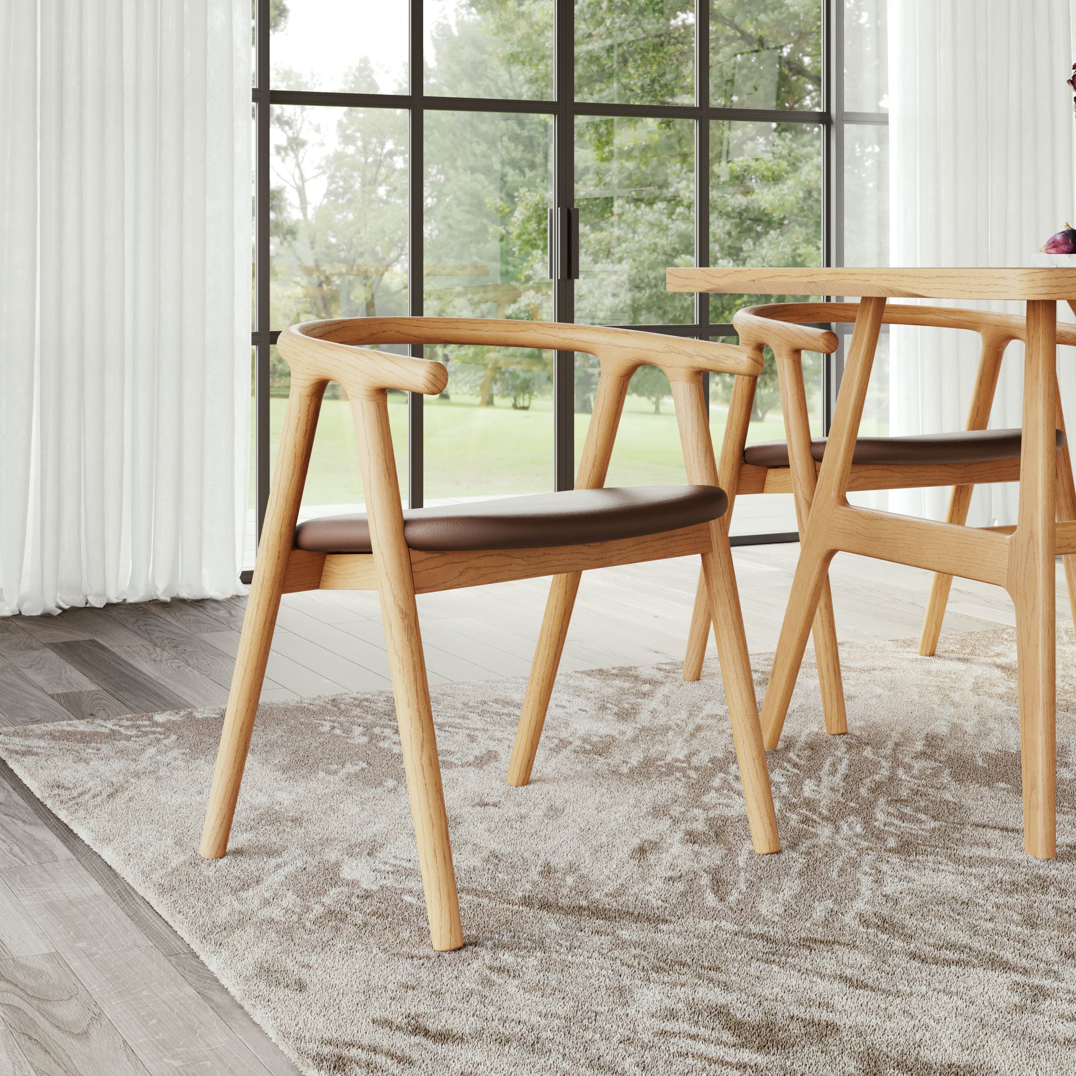 Peker Dining Chair (Set of 2) Brown & Natural