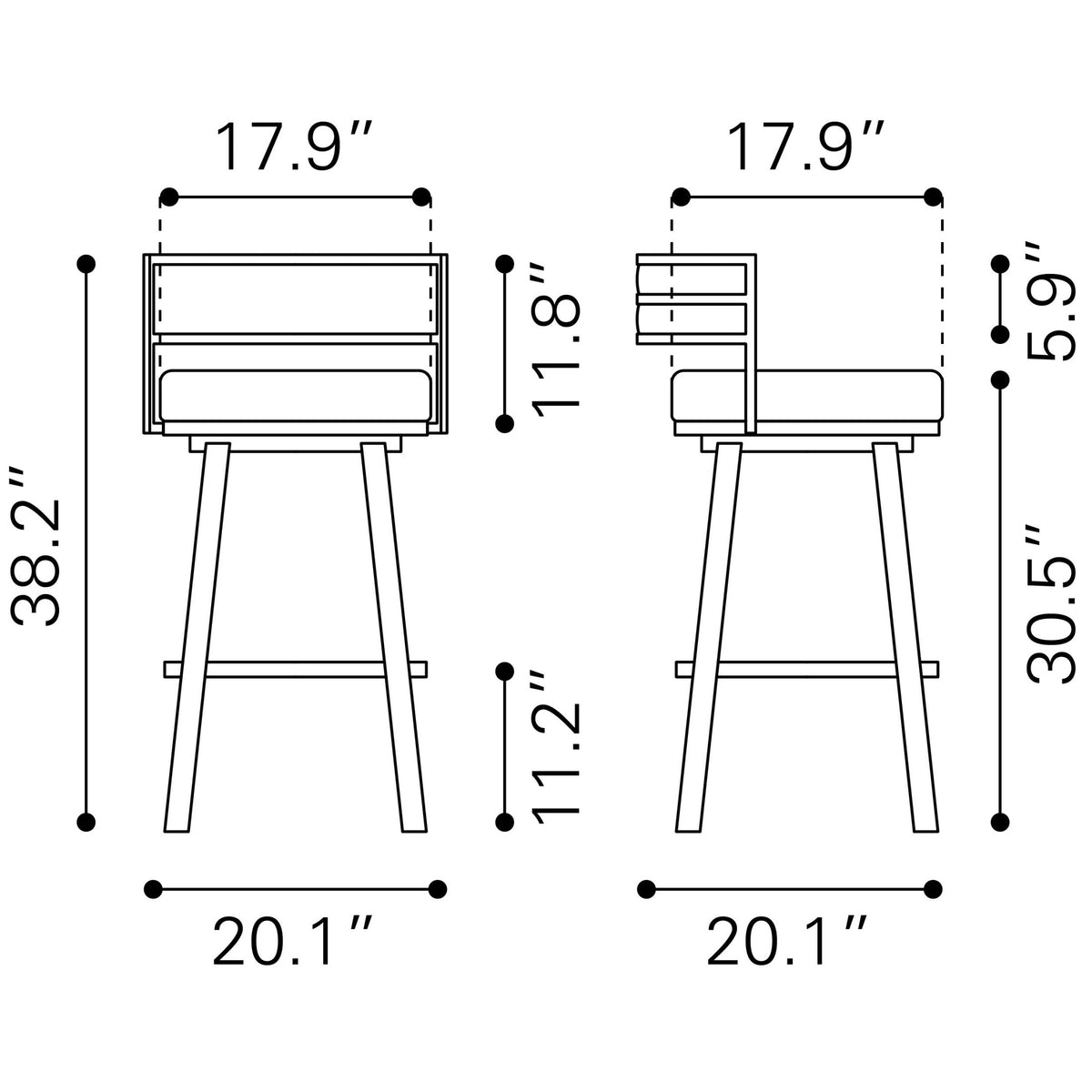 Gimsby Swivel Barstool Black