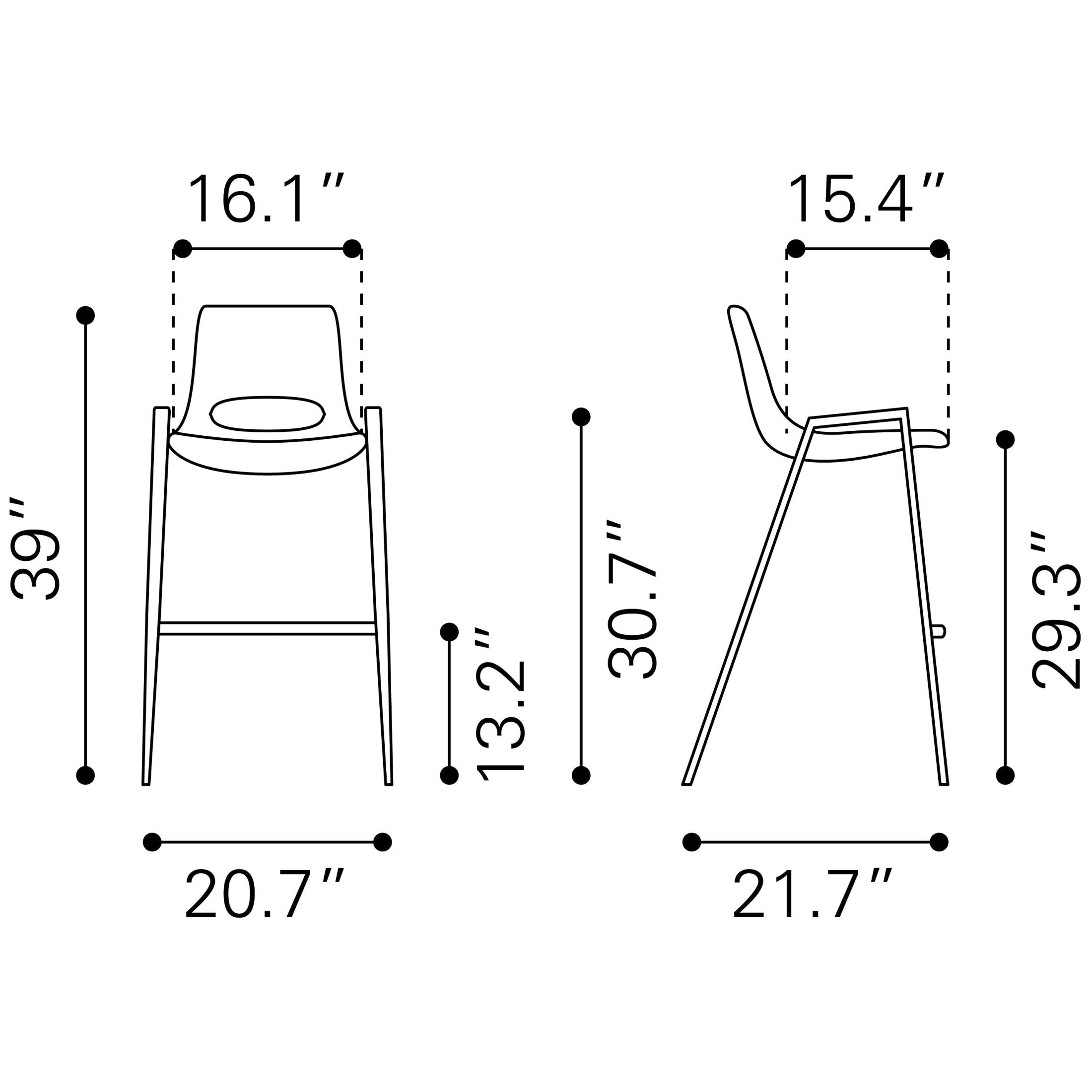 Desi Barstool (Set of 2) Azure Gray & Walnut