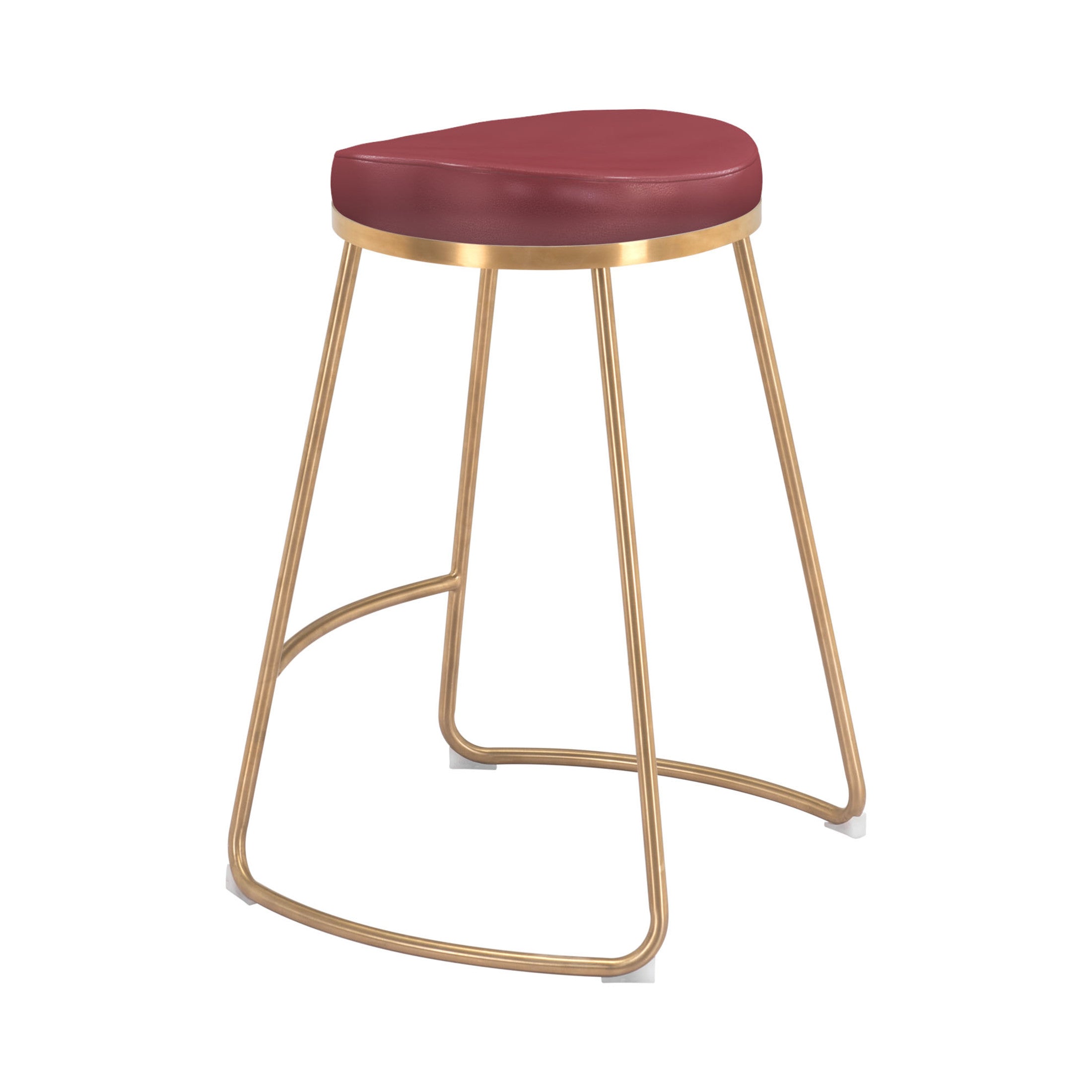 Bree Counter Stool (Set of 2) Burgundy & Gold