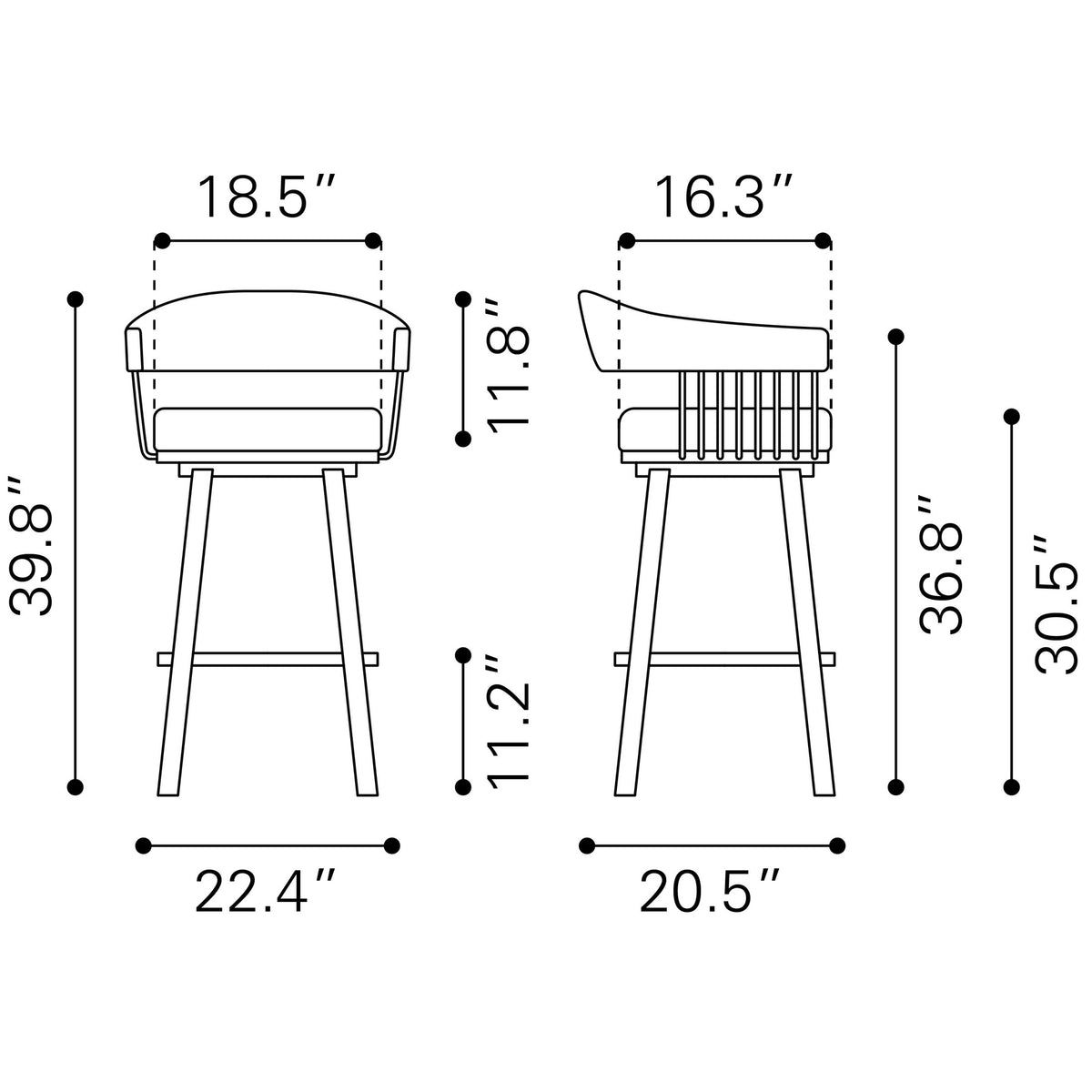 Bantry Swivel Barstool White