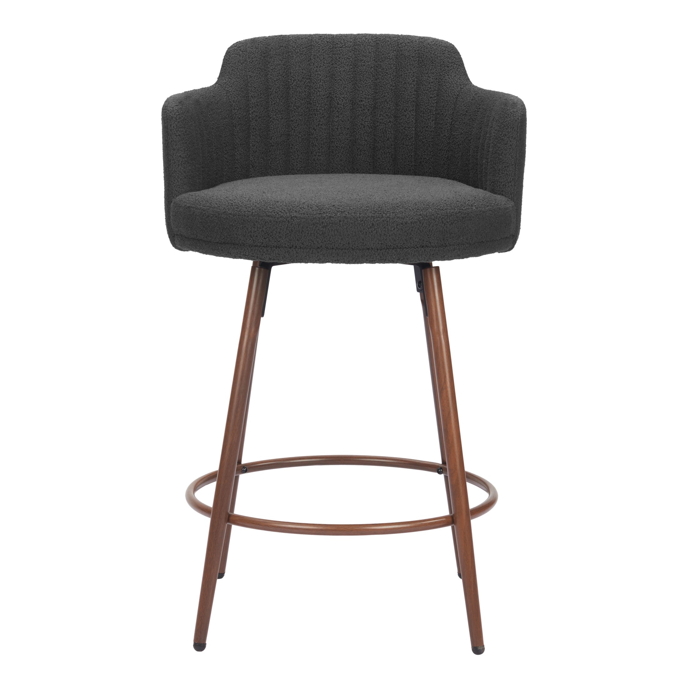 Kono Swivel Counter Stool (Set of 2) Black & Walnut