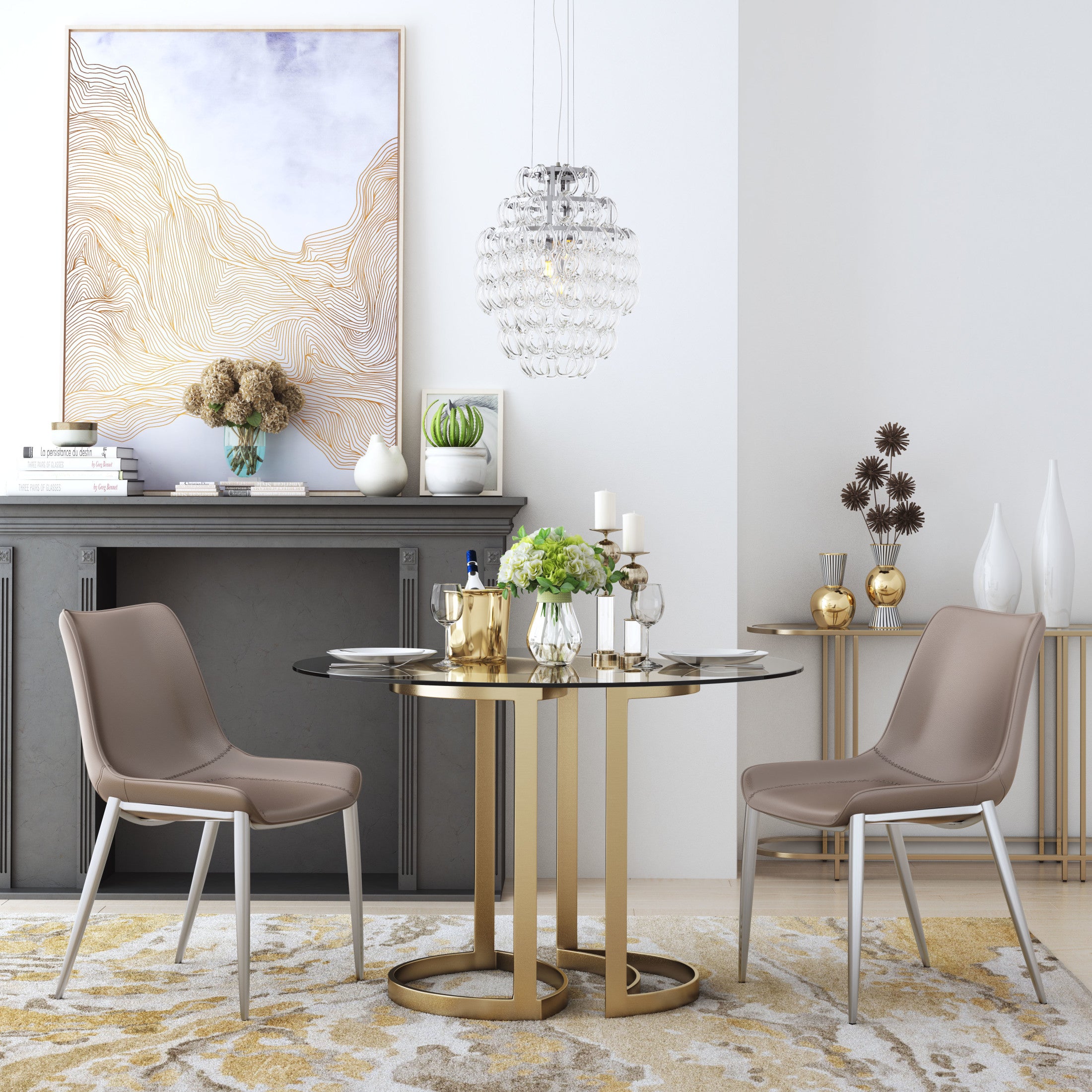 Magnus Dining Chair (Set of 2) Brown & Silver