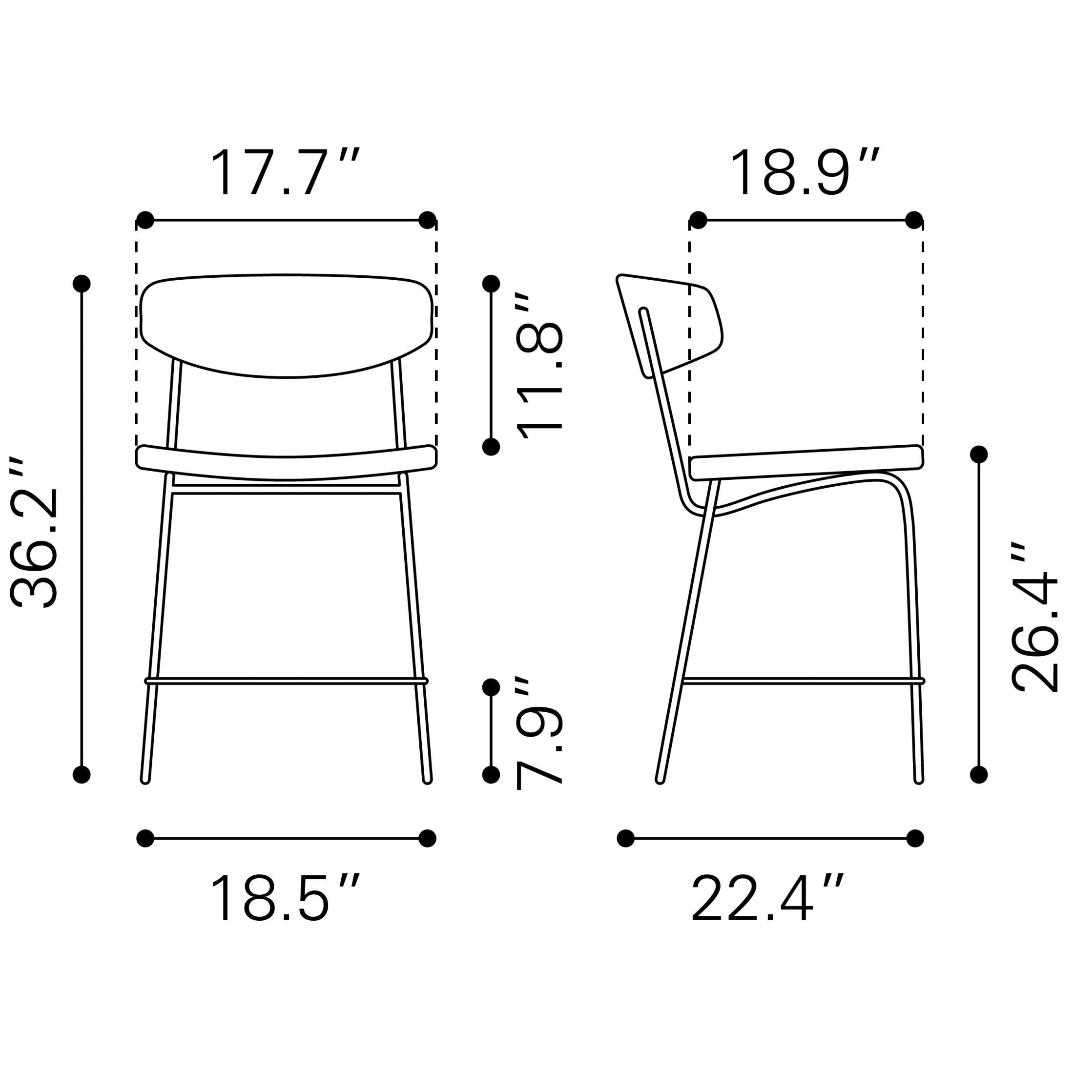 Charon Counter Stool (Set of 2) Vintage Brown