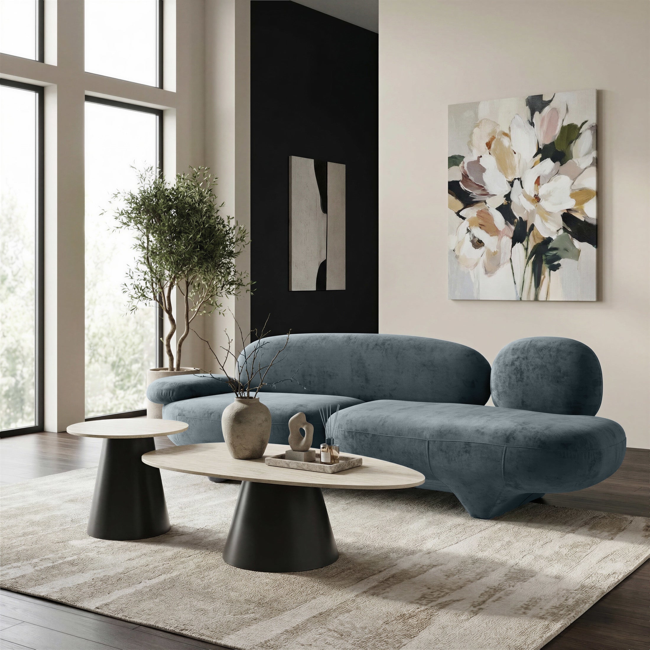 Reyes Coffee Table Set (2-Piece) Natural & Black