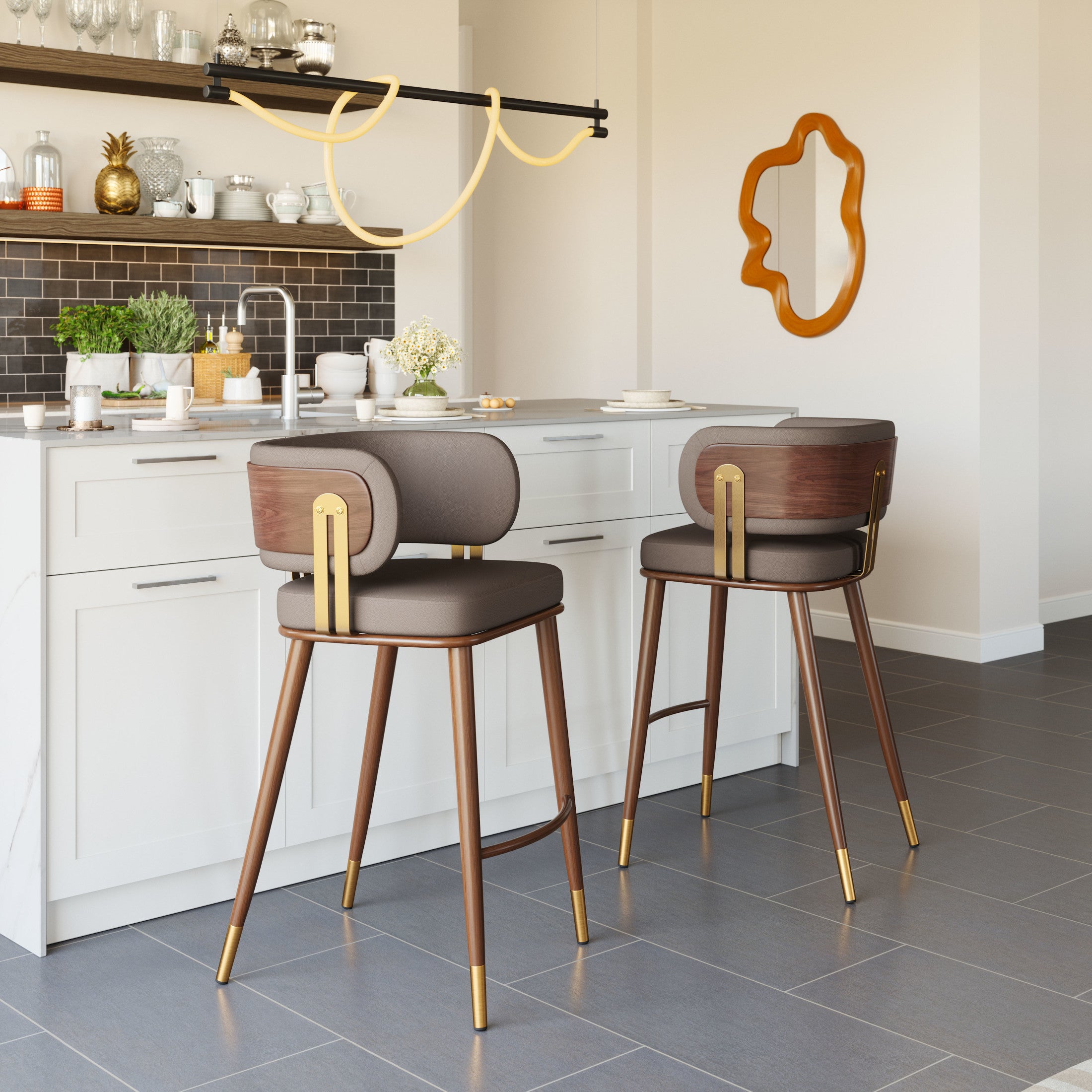 Brew Barstool Brown & Walnut