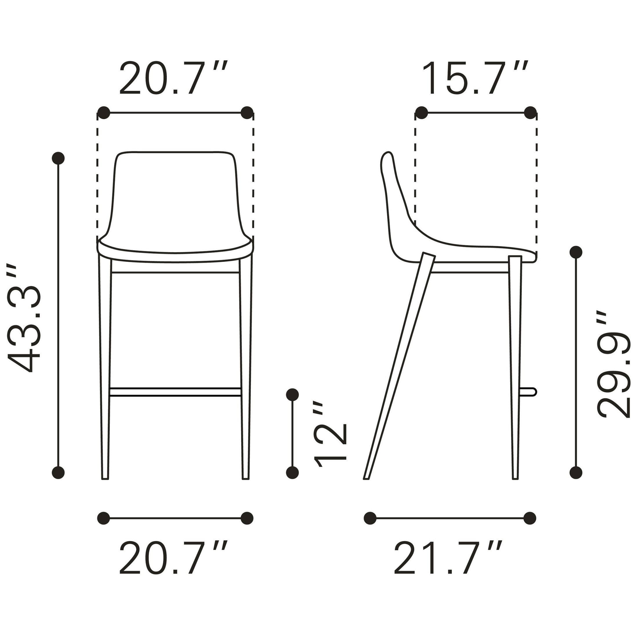 Magnus Barstool (Set of 2) Brown & Silver
