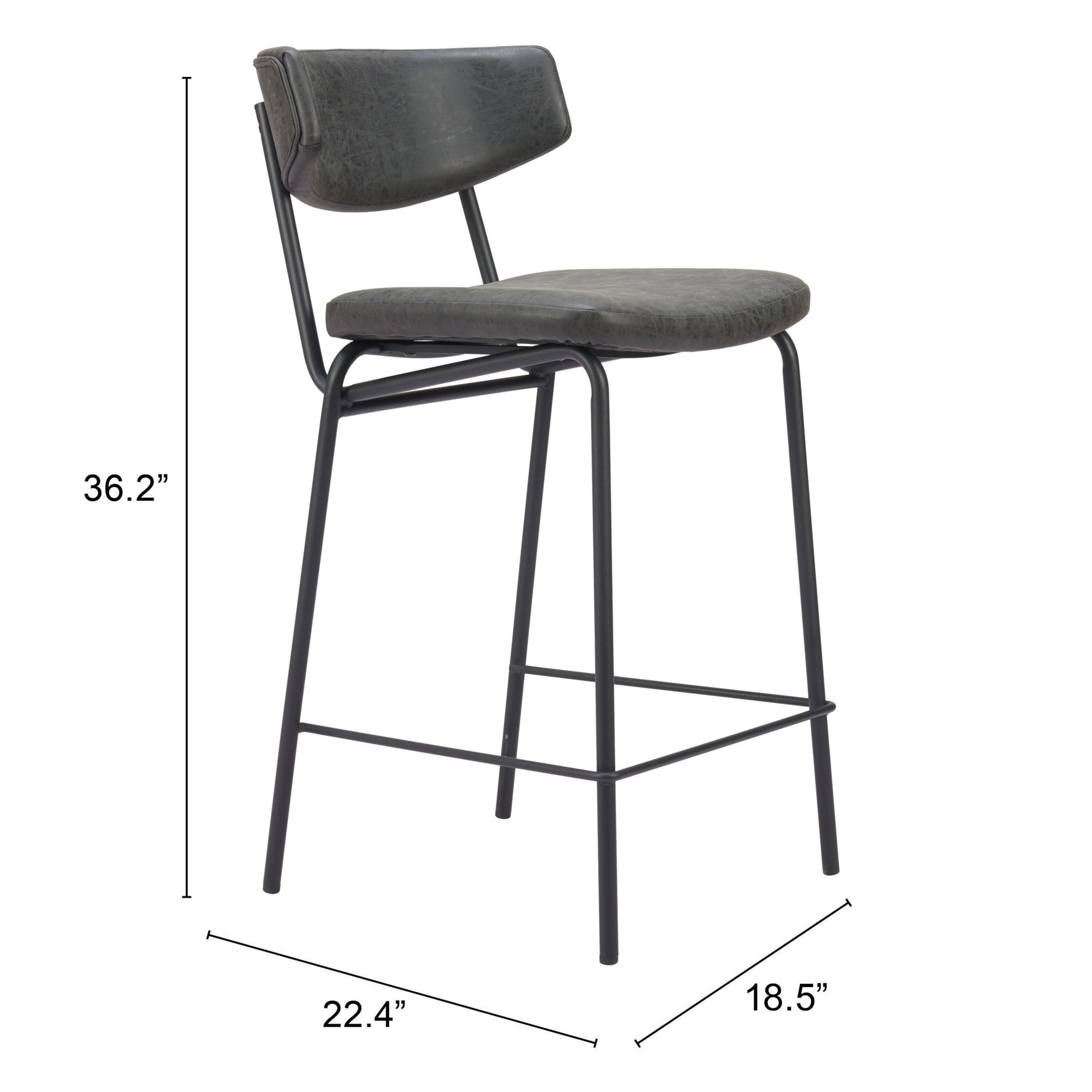 Charon Counter Stool (Set of 2) Vintage Black