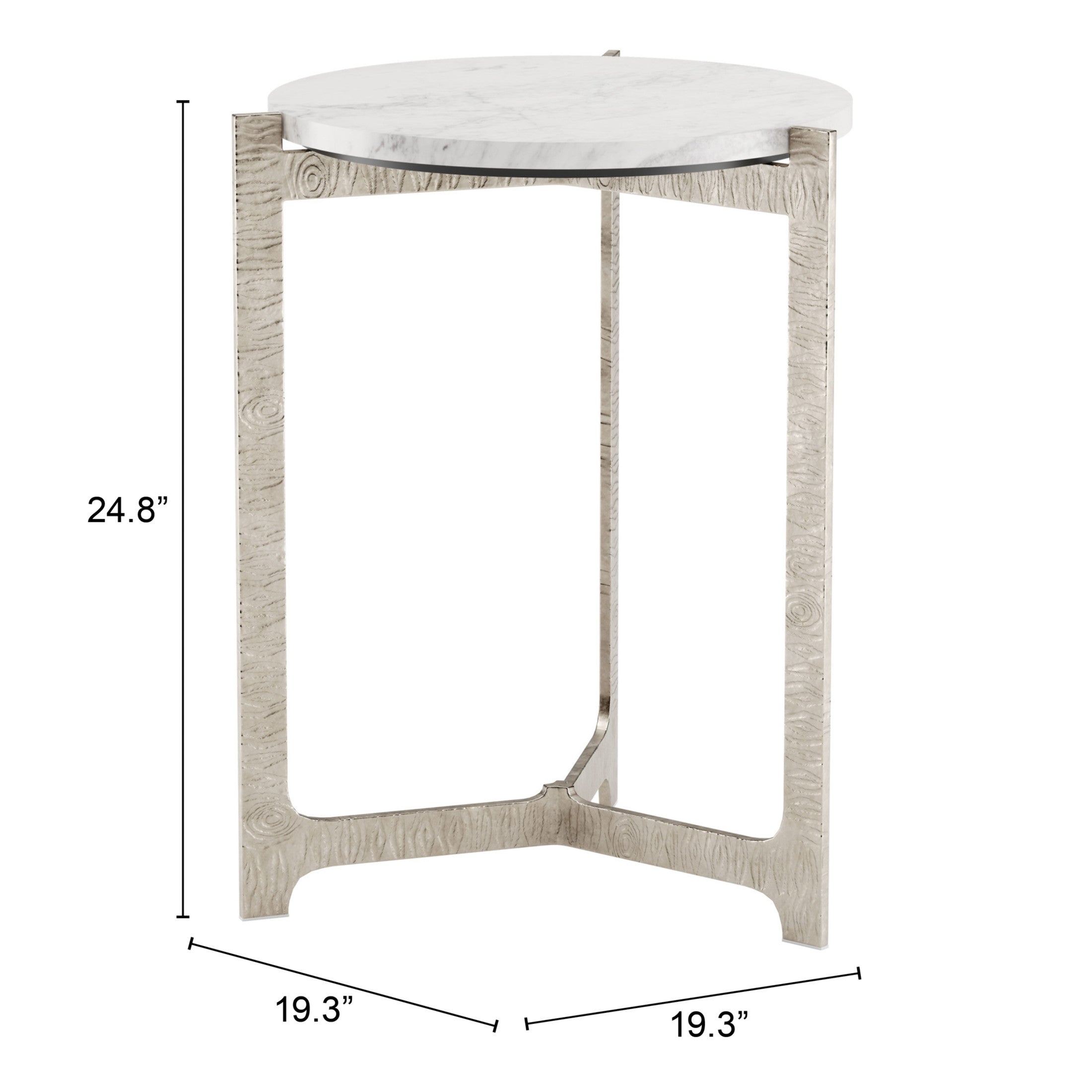 Barmas Side Table White & Silver