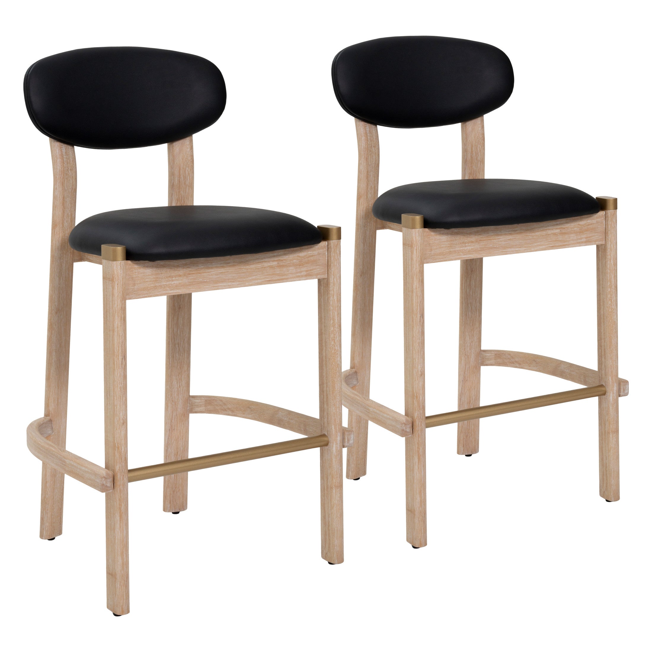 Rilou Barstool (Set of 2) Black & Natural