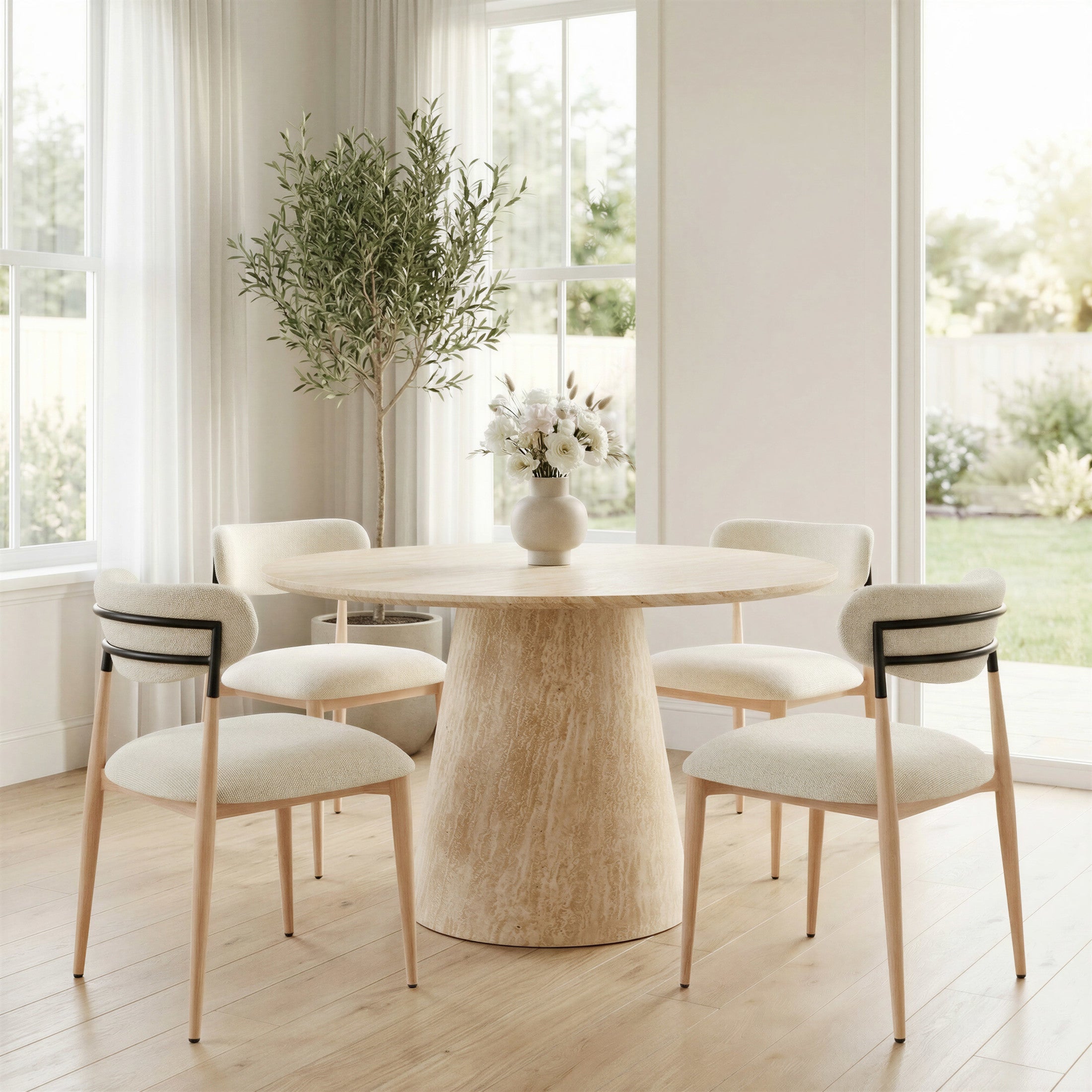 Equinox Armless Dining Chair (Set of 2) Oyster Gray & Natural