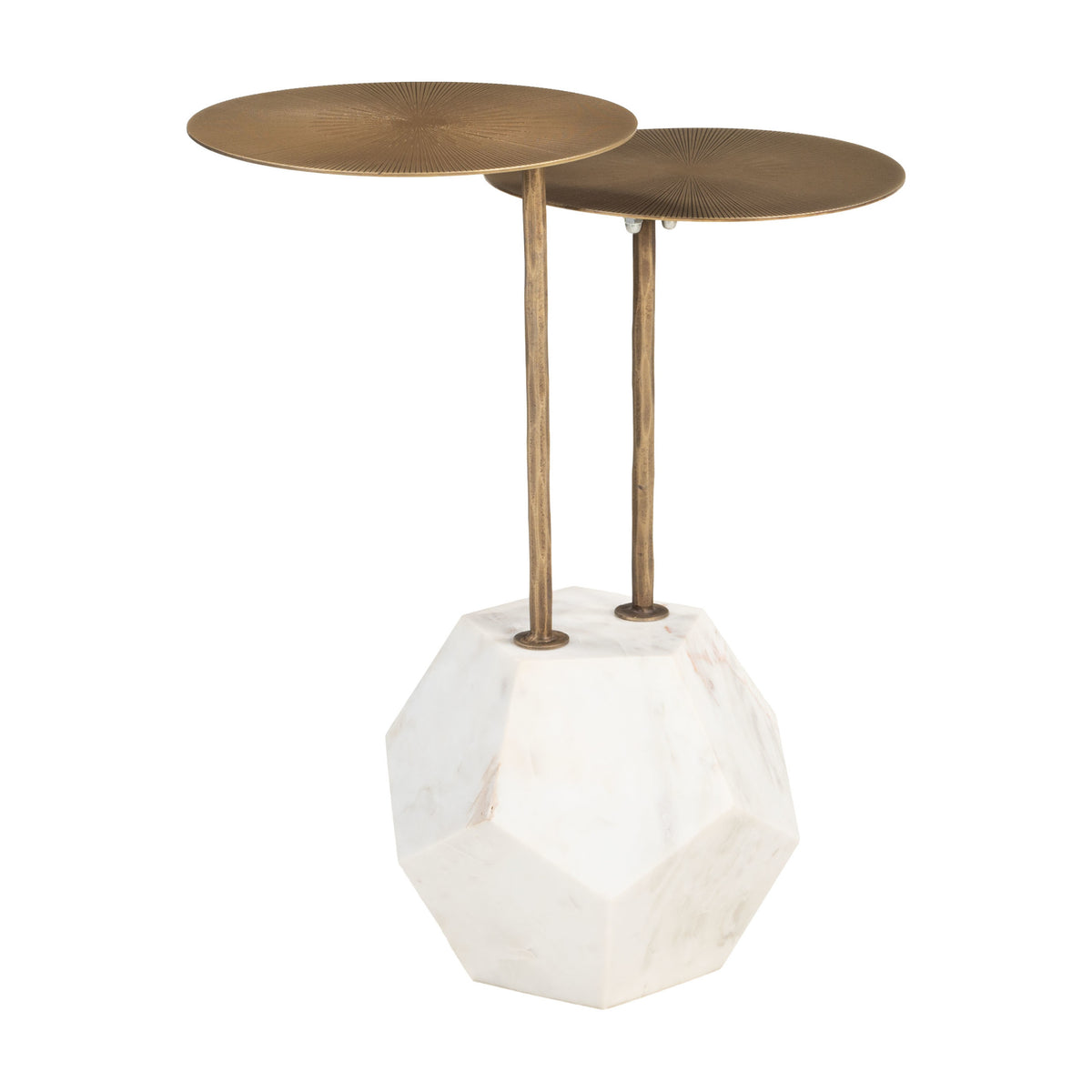 Anten Side Table Brass & White