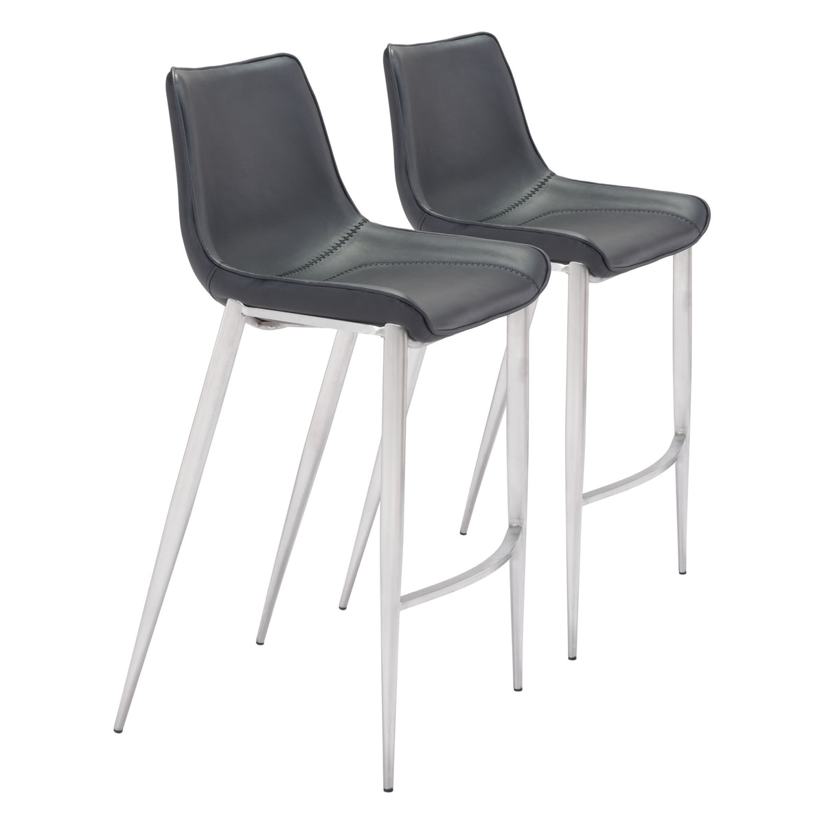 Magnus Barstool (Set of 2) Black & Silver