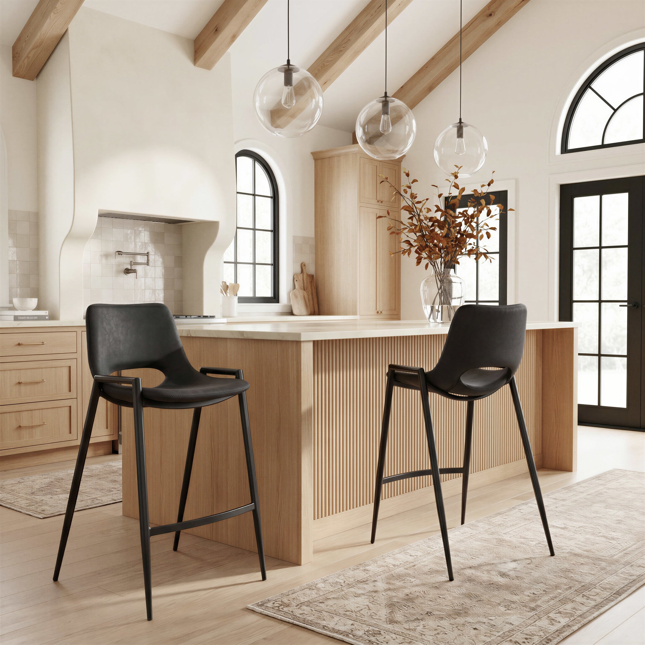 Desi Counter Stool (Set of 2) Black