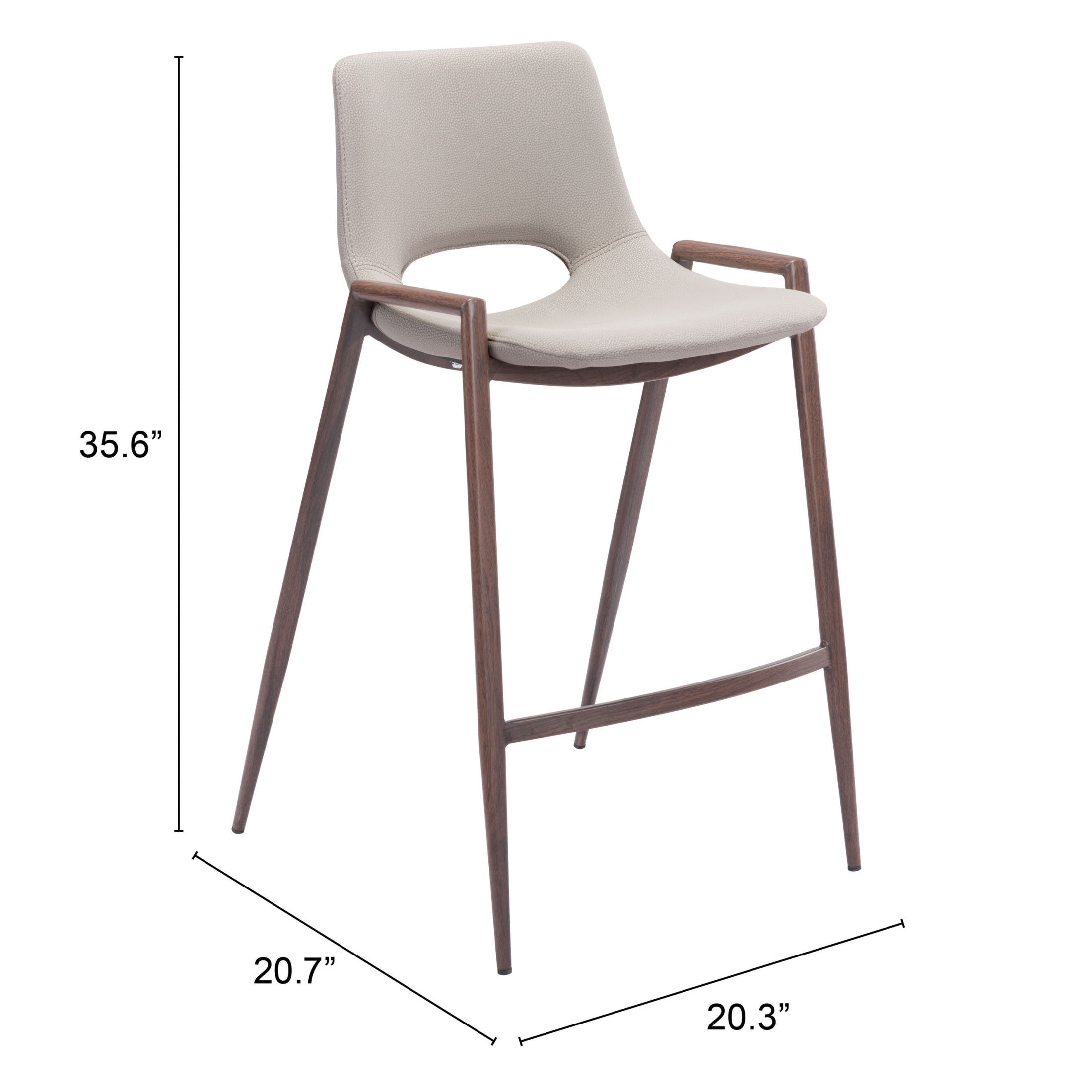 Desi Counter Stool (Set of 2) Beige & Walnut