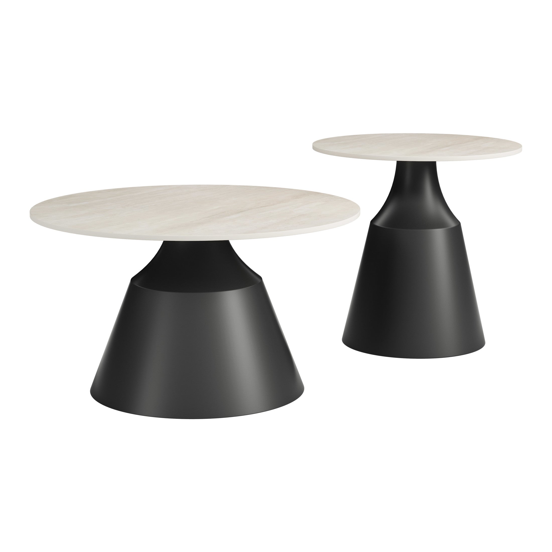 Camella Coffee Table Set (2-Piece) Light Beige & Black