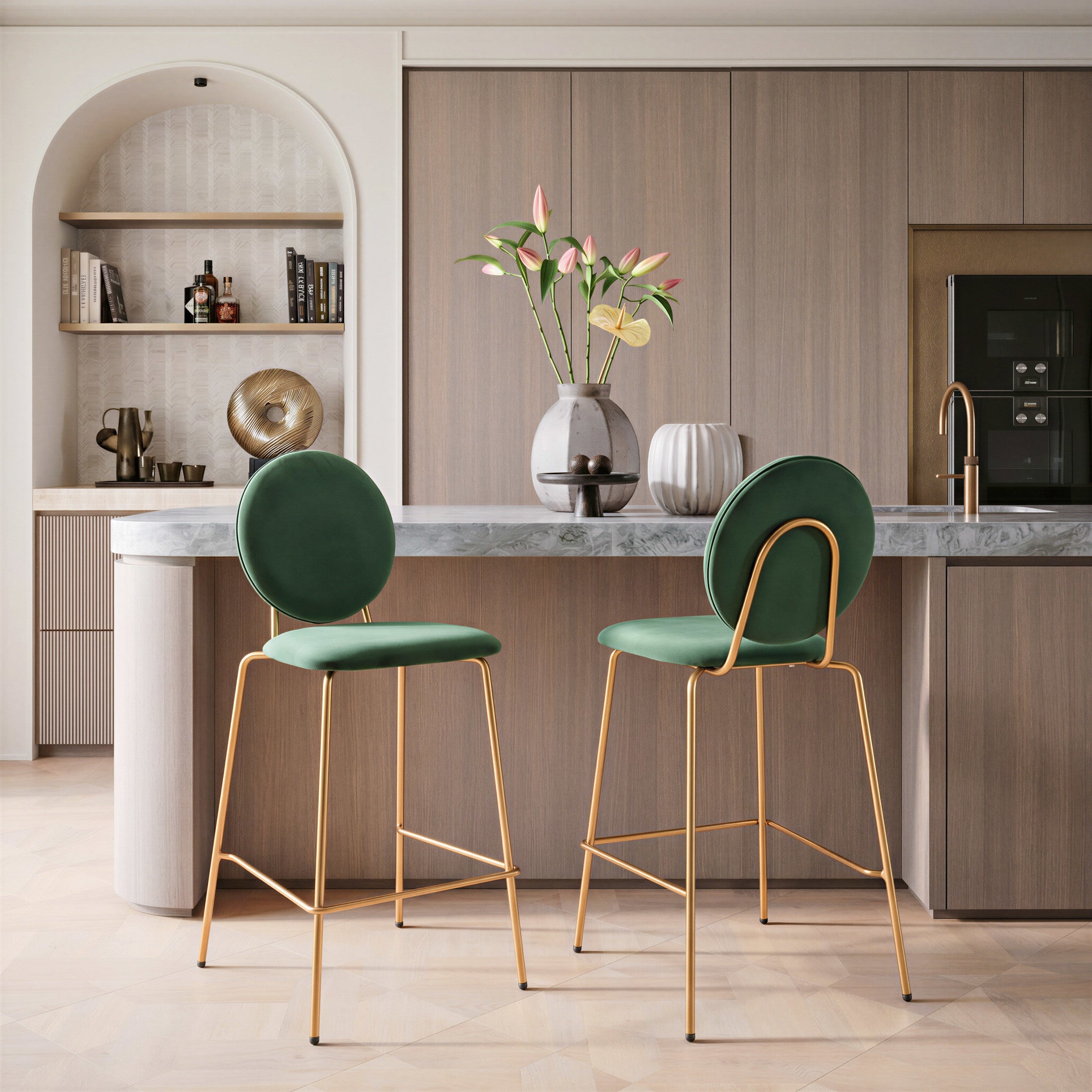 Odessa Counter Stool (Set of 2) Green & Gold