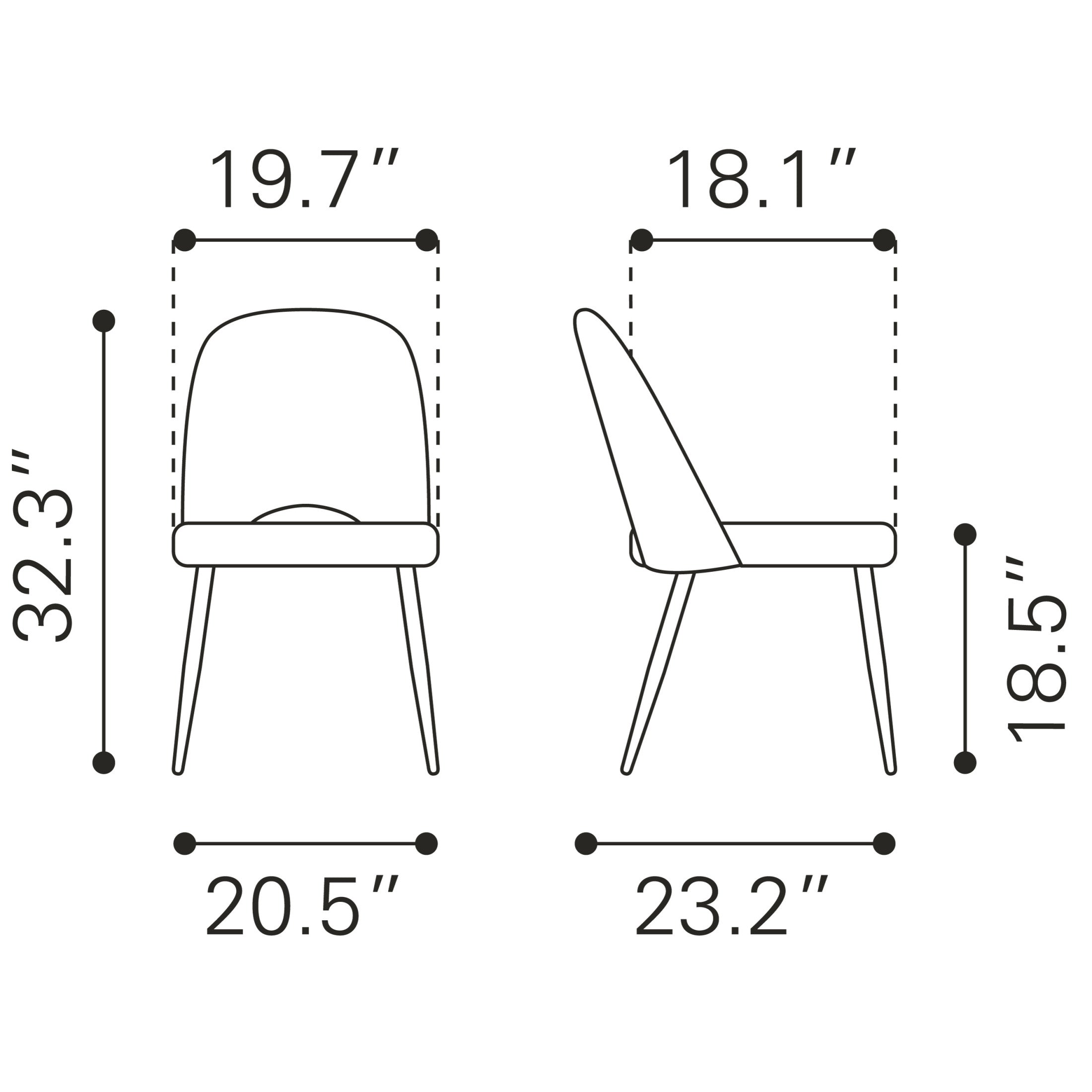 Teddy Dining Chair (Set of 2) Gray