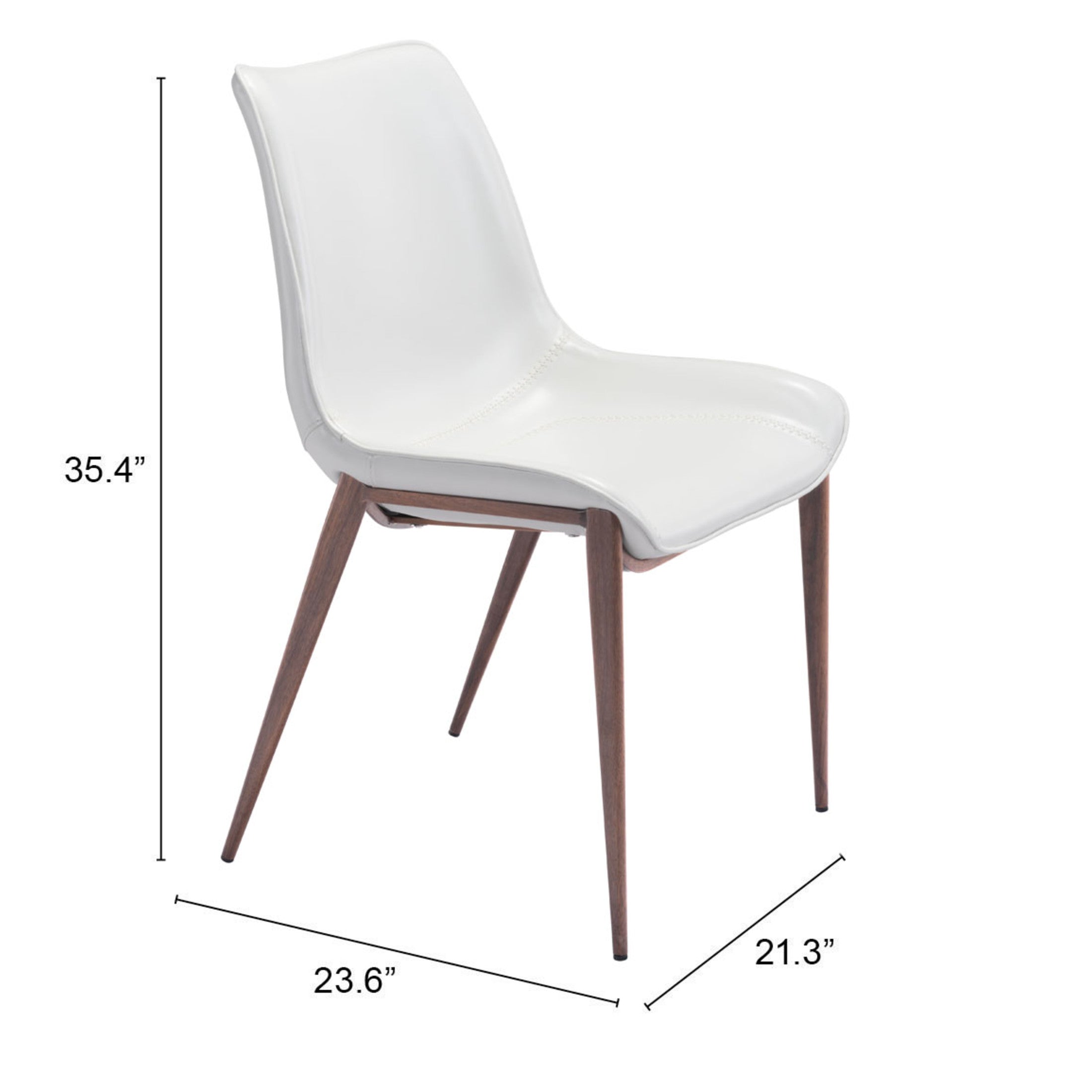 Magnus Dining Chair (Set of 2) White & Walnut