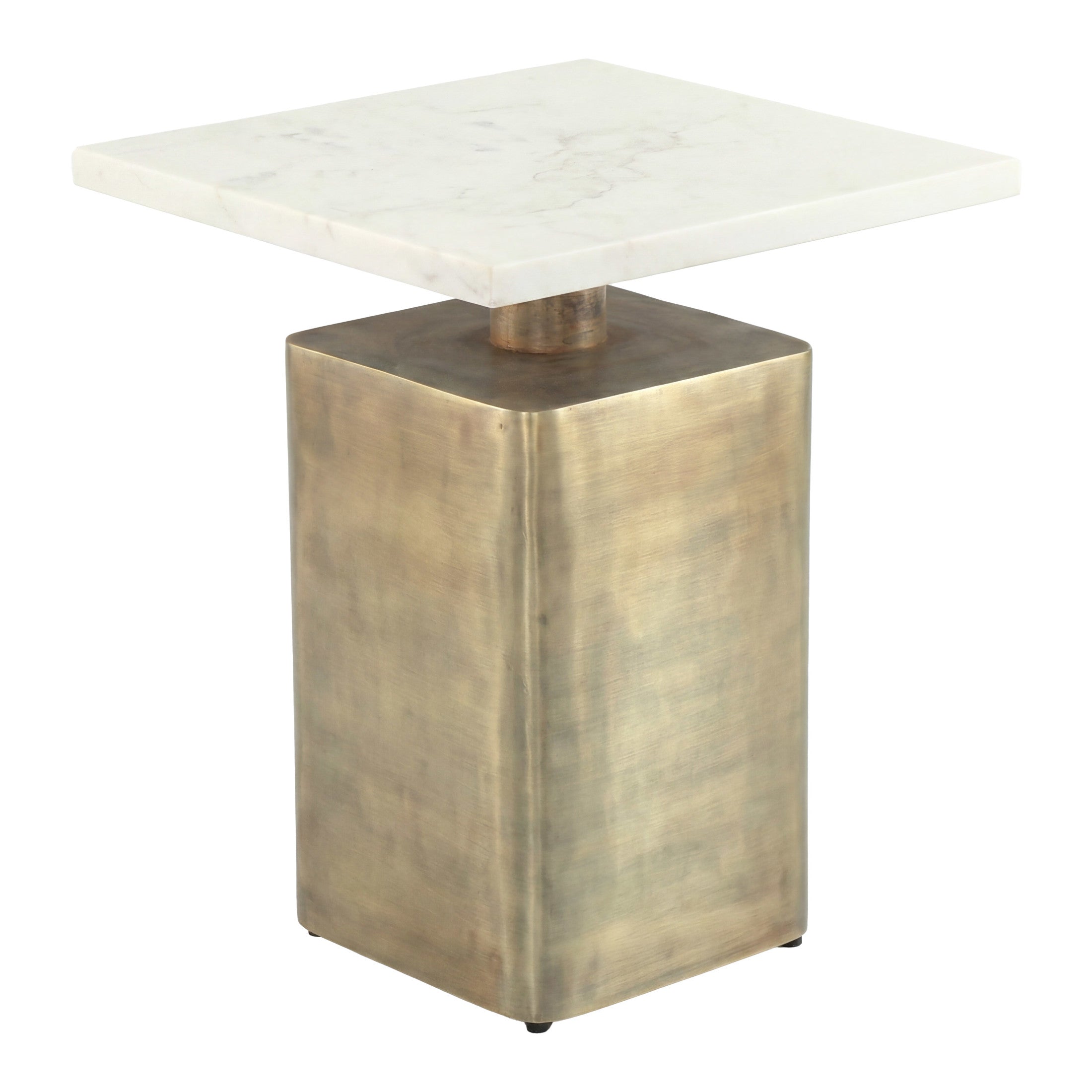 Nyra Side Table White & Brass