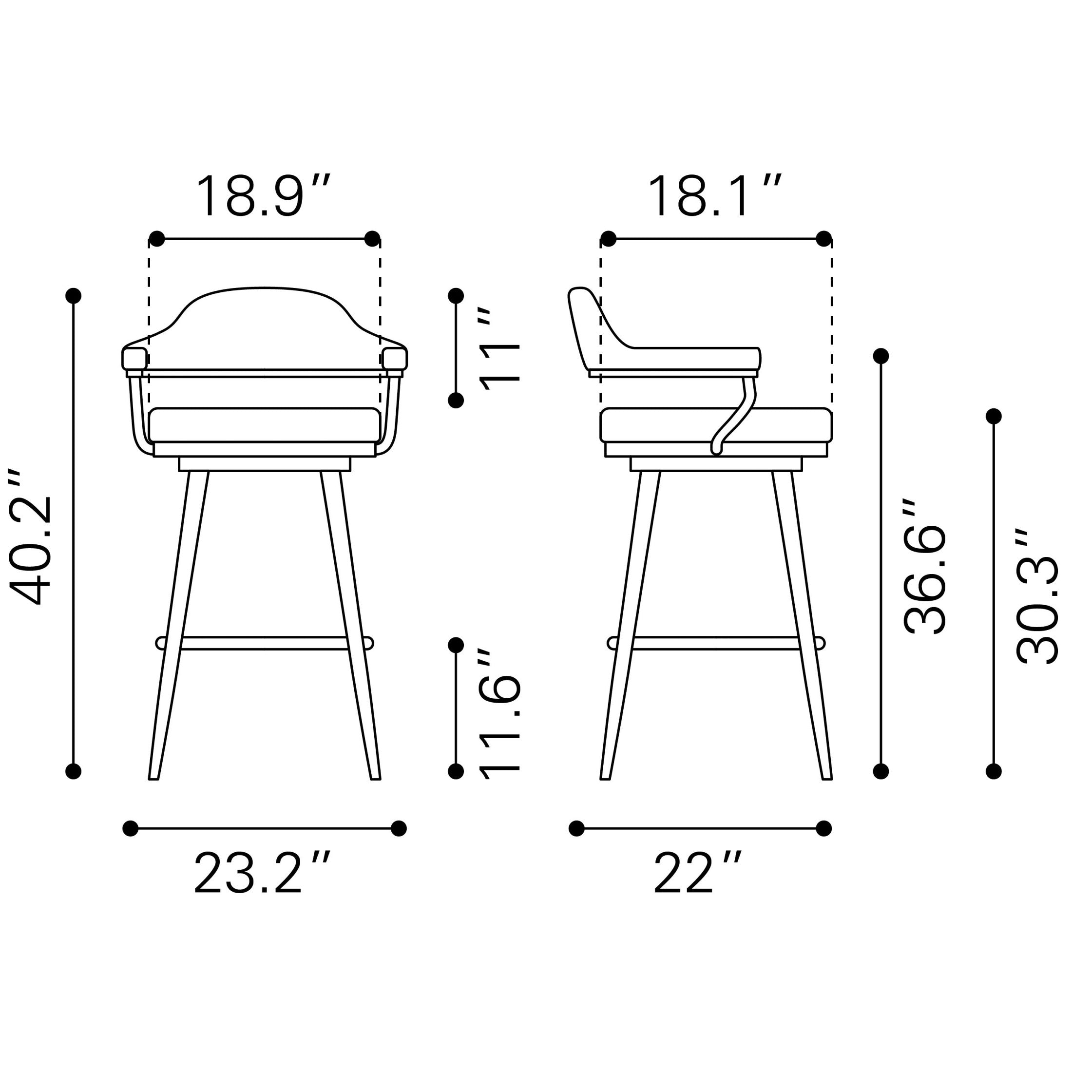 Vagur Swivel Barstool Black