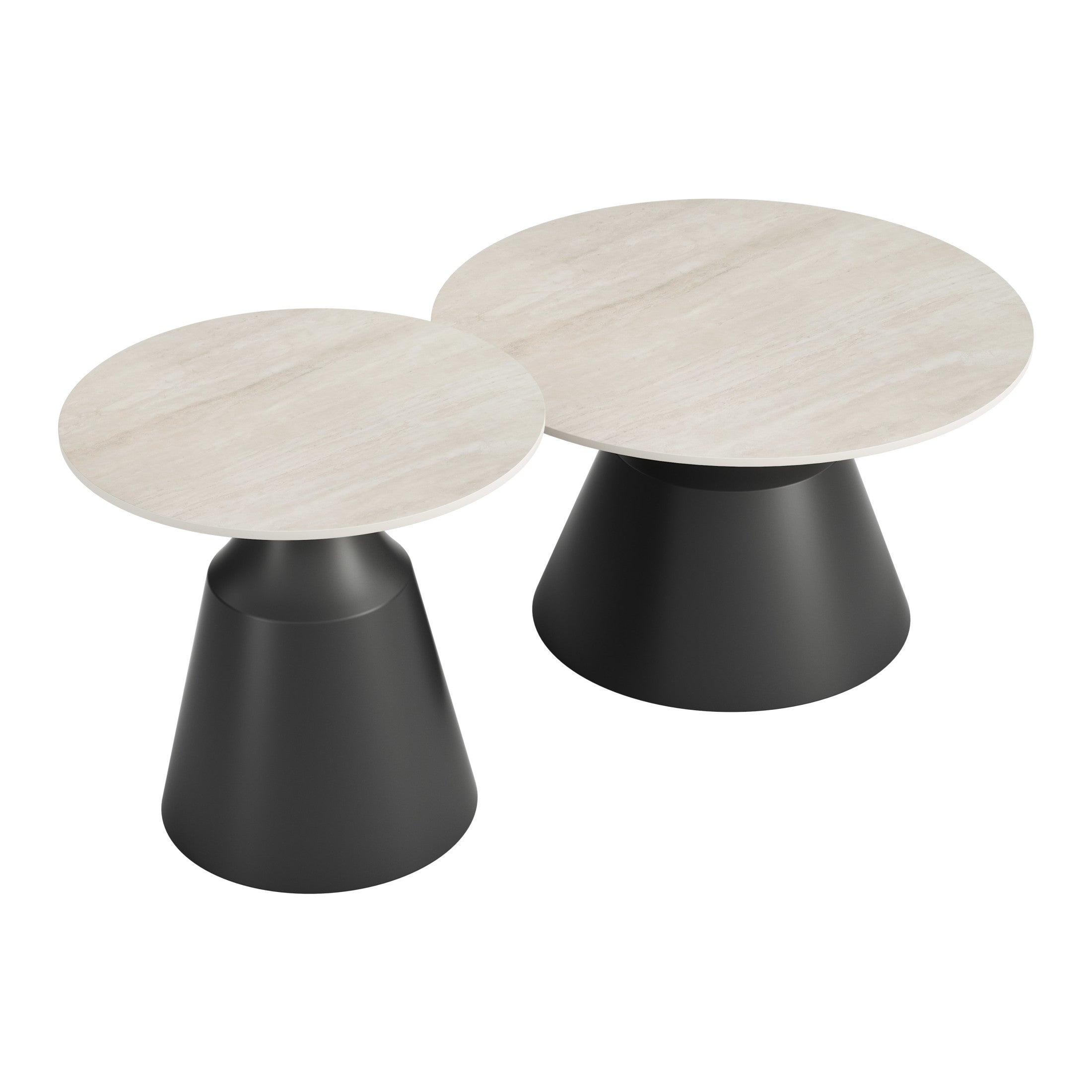 Camella Coffee Table Set (2-Piece) Light Beige & Black