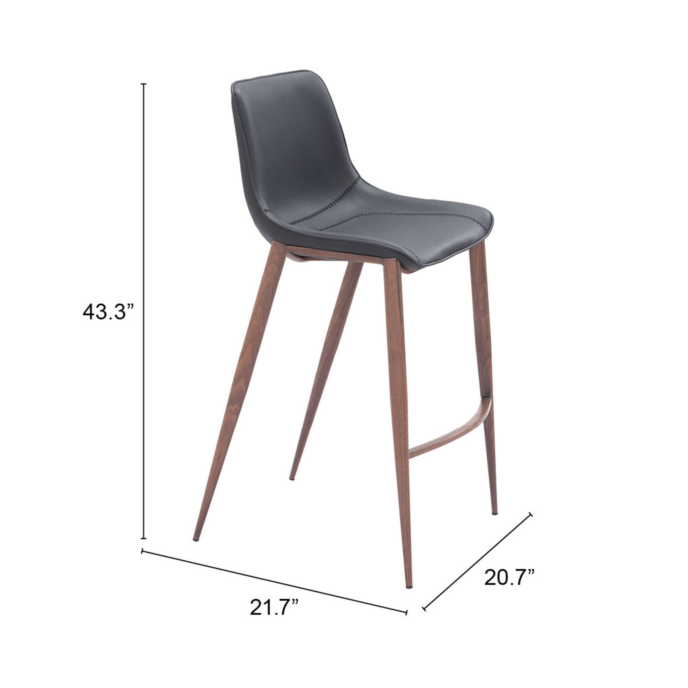 Magnus Barstool (Set of 2) Black & Walnut