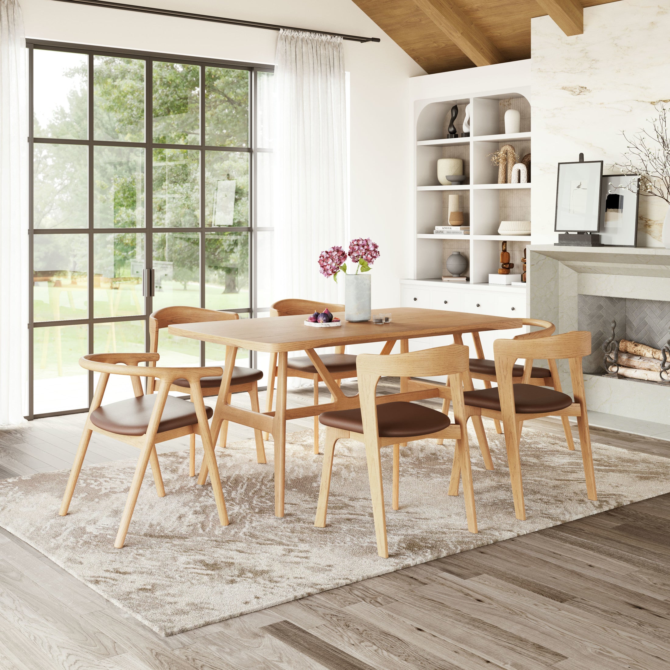 Peker Dining Chair (Set of 2) Brown & Natural