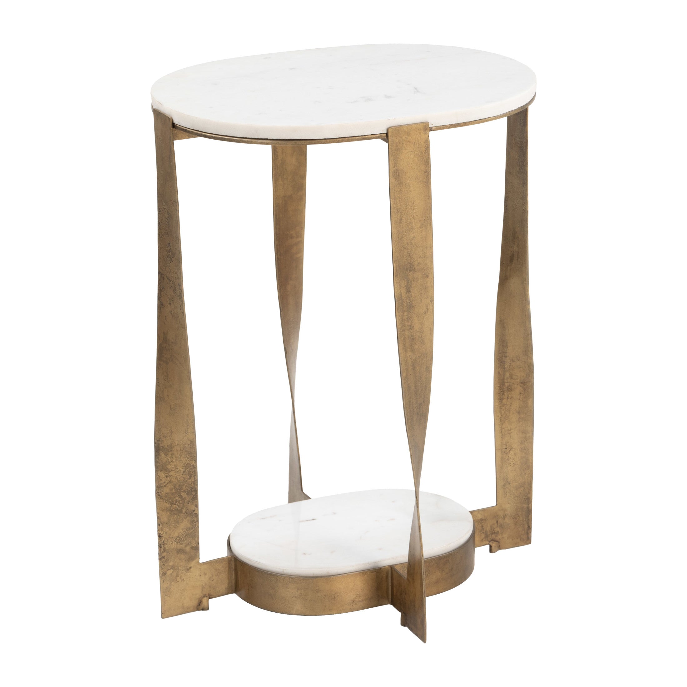 Orion Accent Table White & Brass