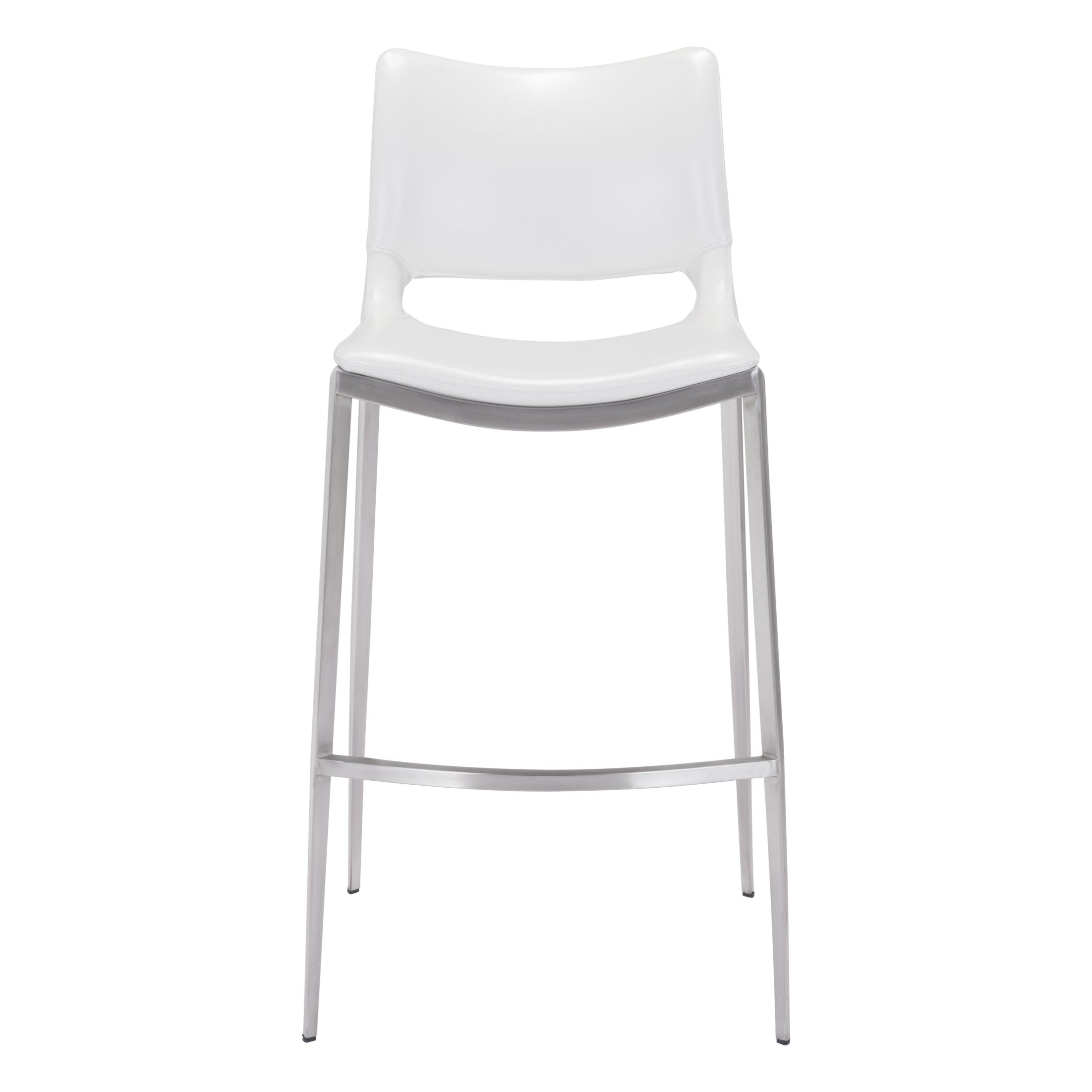 Ace Barstool (Set of 2) White & Silver