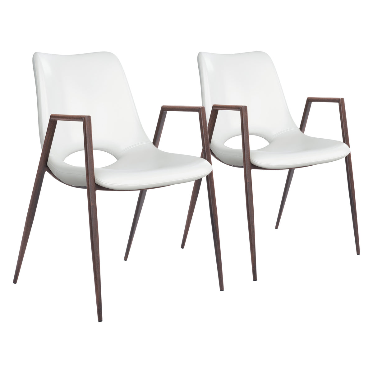 Desi Dining Chair (Set of 2) White & Walnut