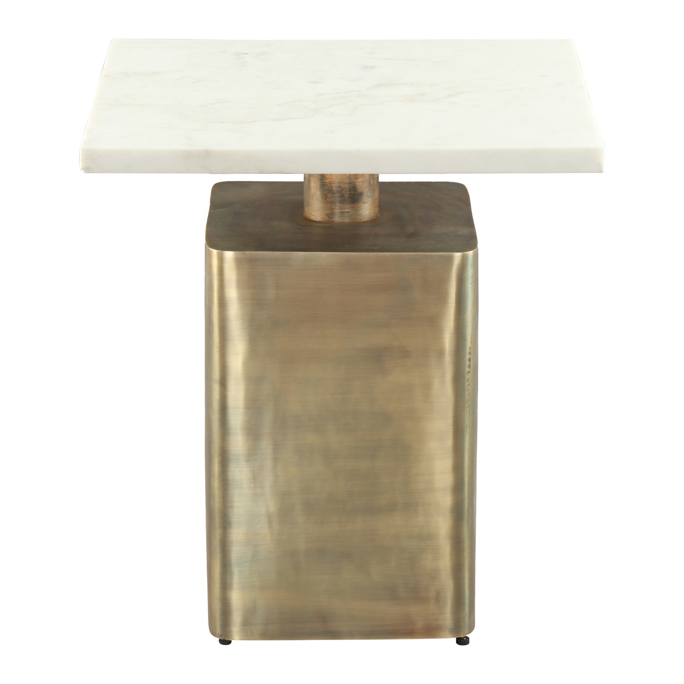 Nyra Side Table White & Brass