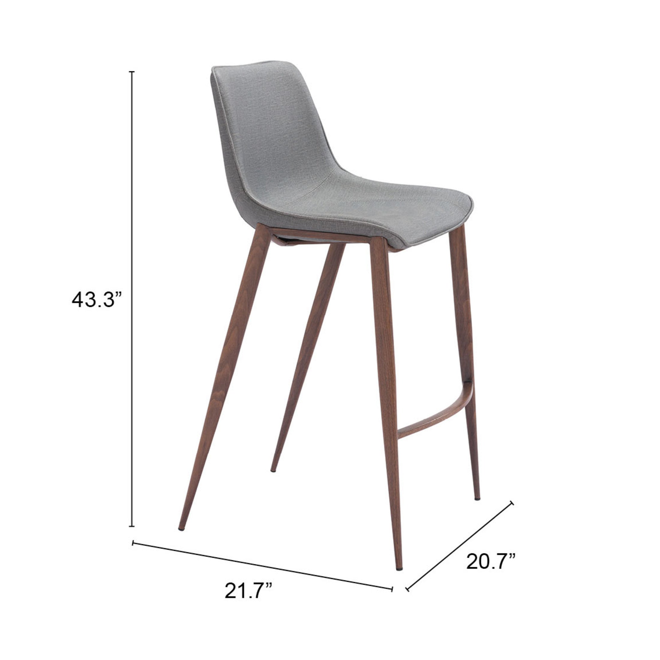 Magnus Barstool (Set of 2) Slate Gray & Walnut