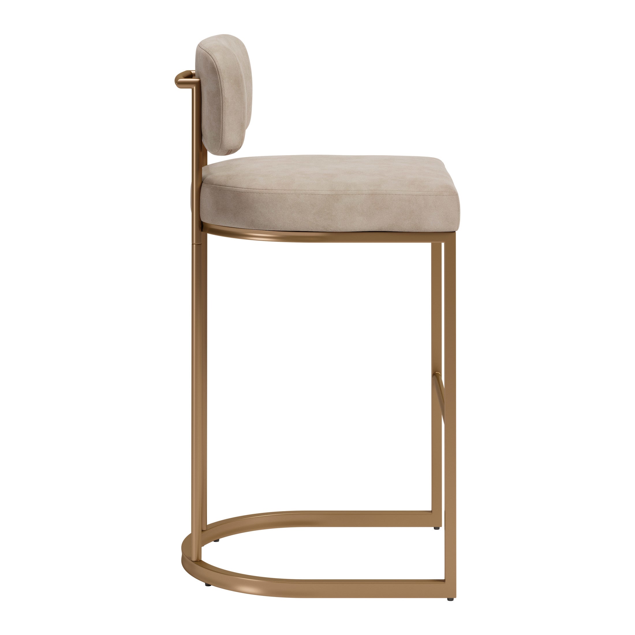 Velar Barstool (Set of 2) Beige & Bronze