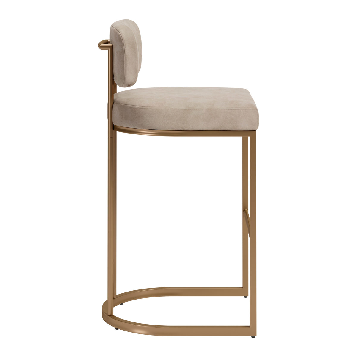 Velar Barstool (Set of 2) Beige & Bronze